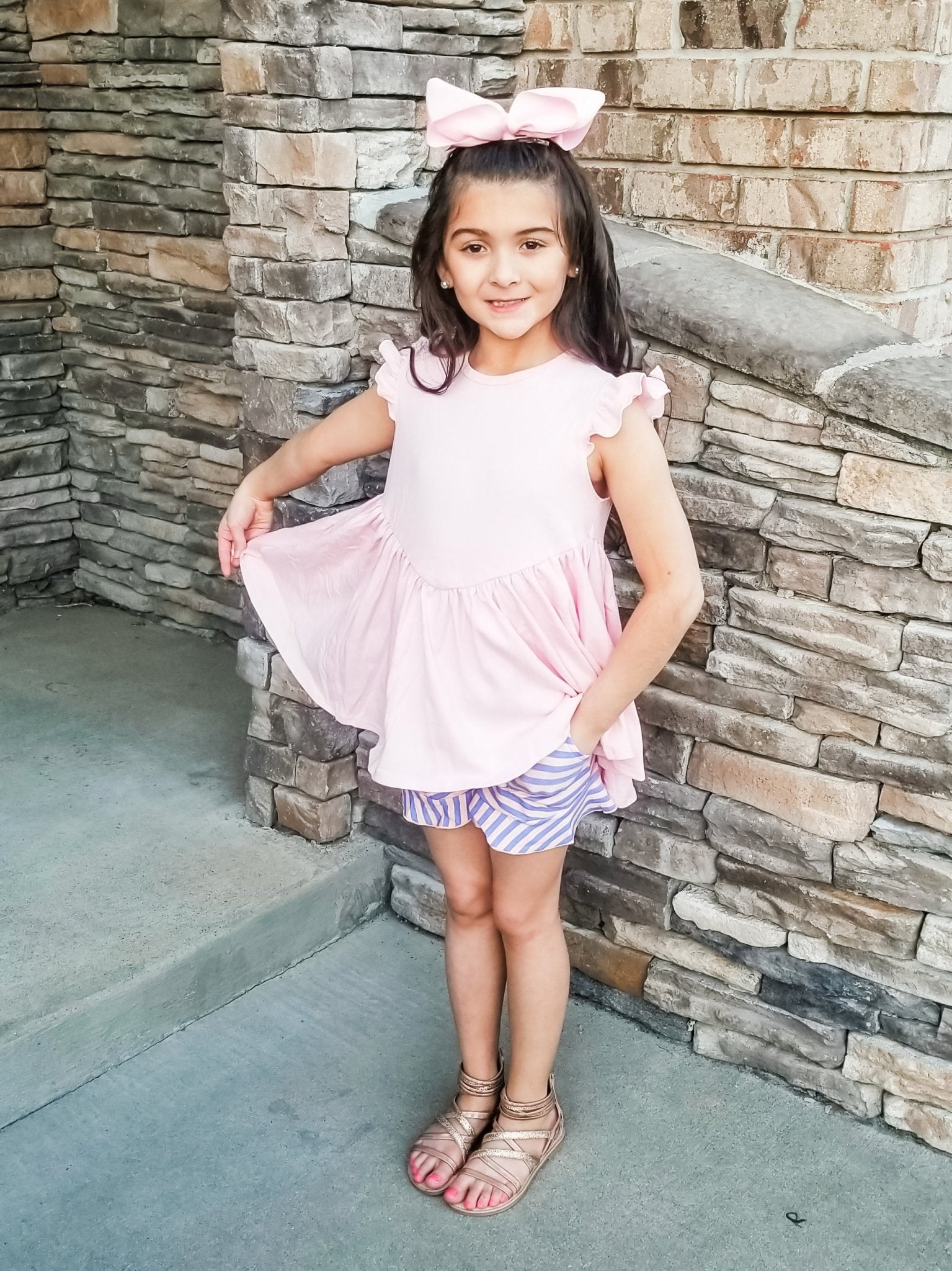 Cotton Hi - Lo Ruffle Top - Icy Pink - Marie Nicole Clothing
