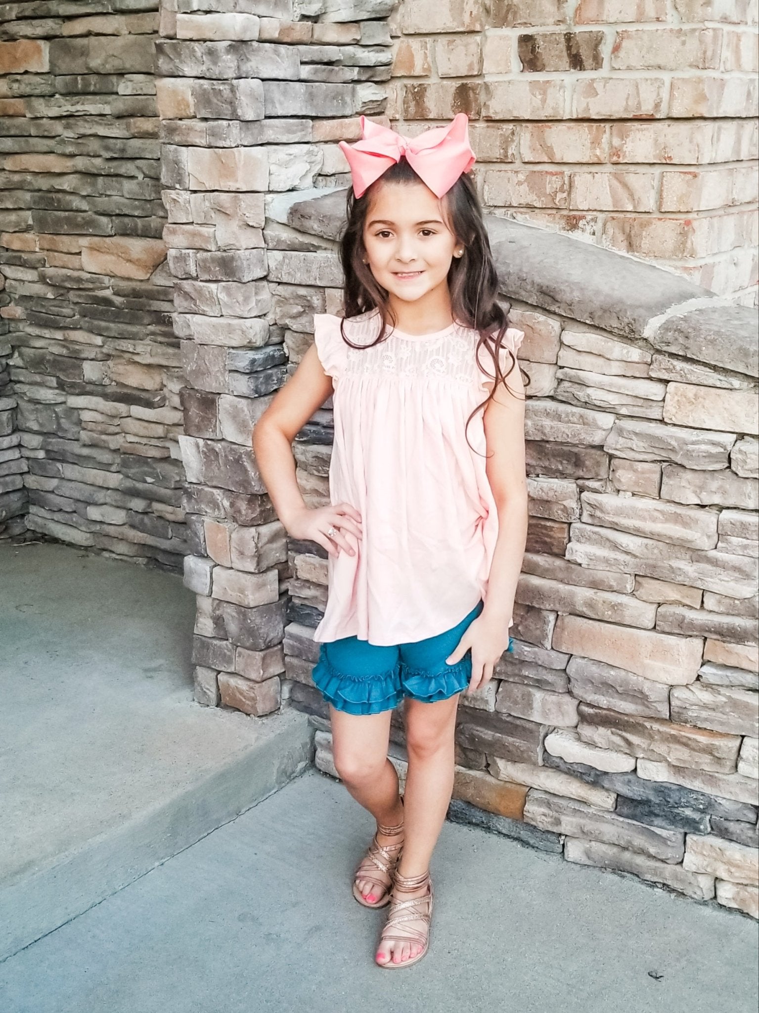 Jade Sea Ruffle Trim Cotton Shorts - Marie Nicole Clothing