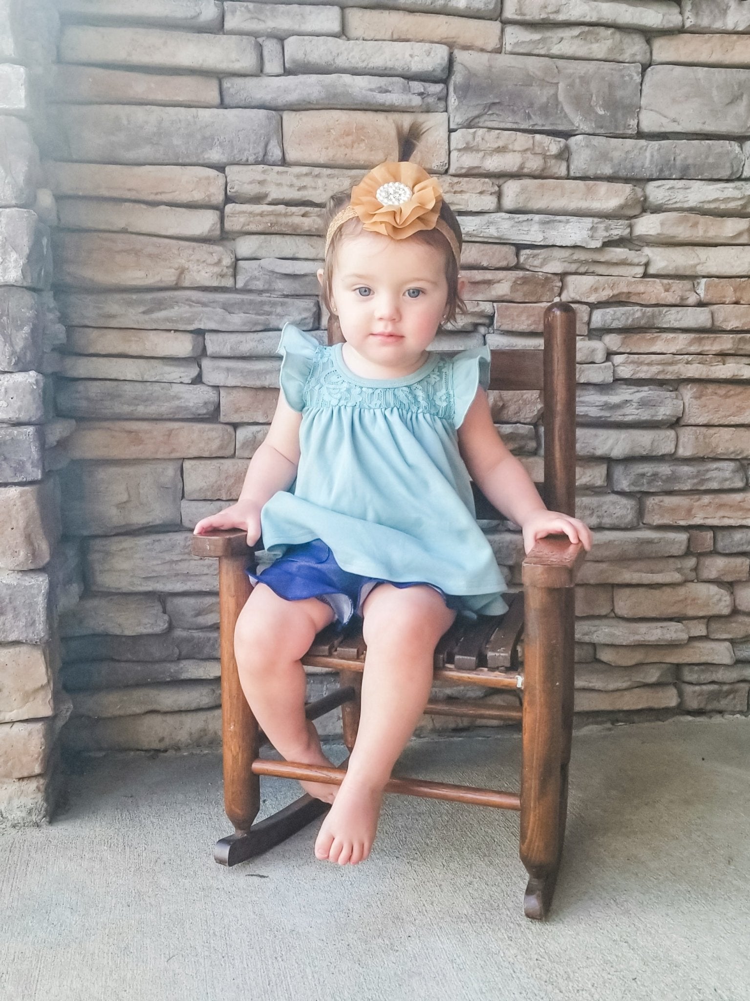 Pocket Ruffle Short - Denim - Marie Nicole Clothing