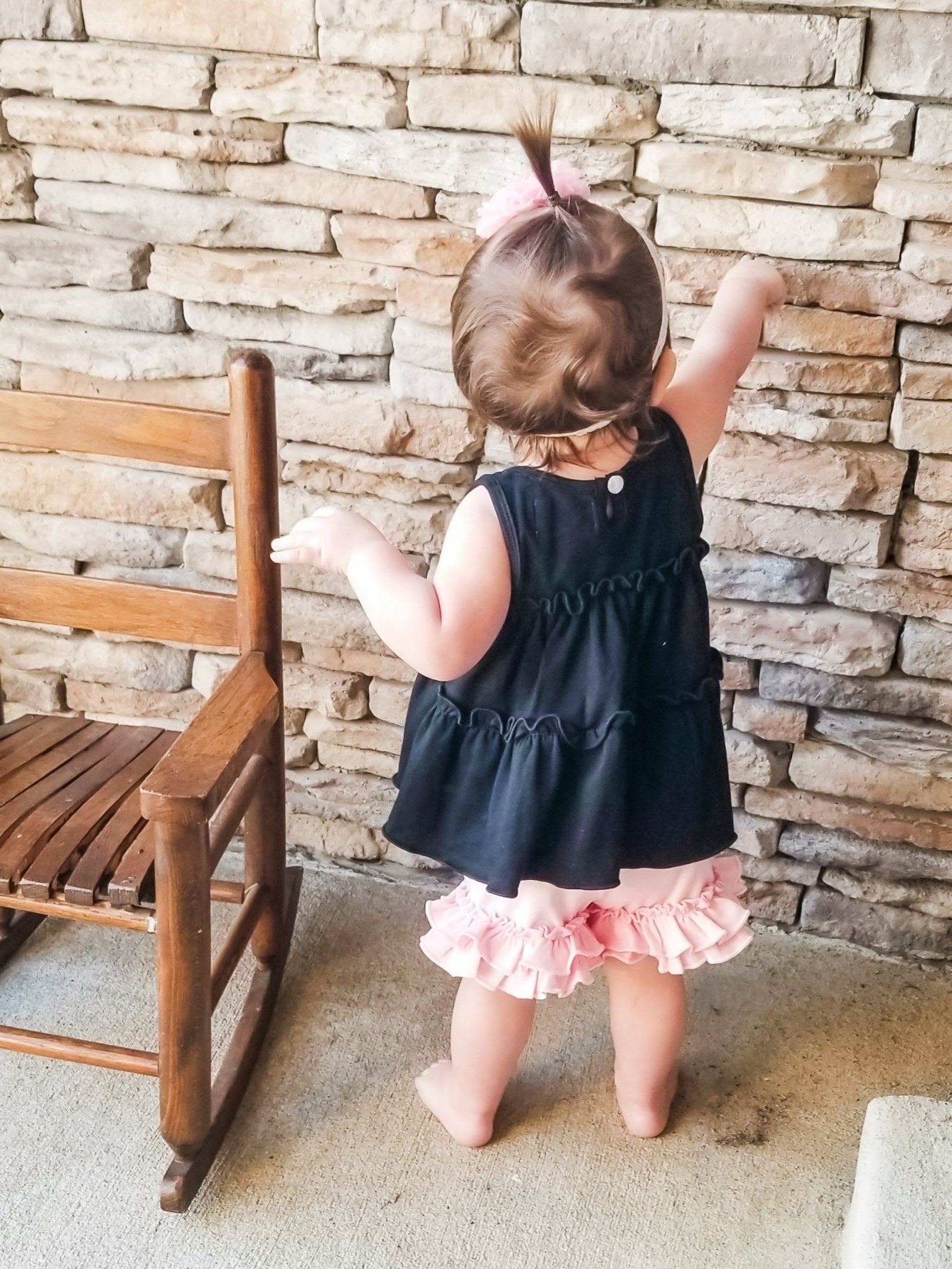 Cotton Swing Ruffle Tank - Black - Marie Nicole Clothing
