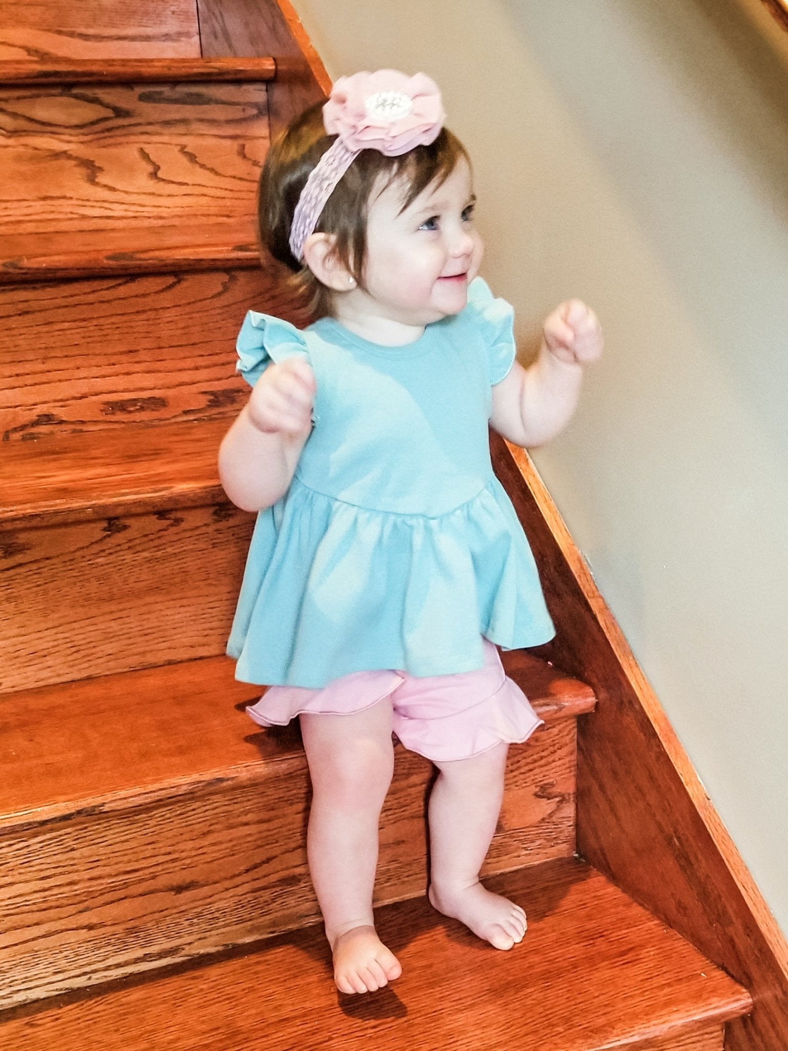 Cotton Hi - Lo Ruffle Top - Nile Blue - Marie Nicole Clothing