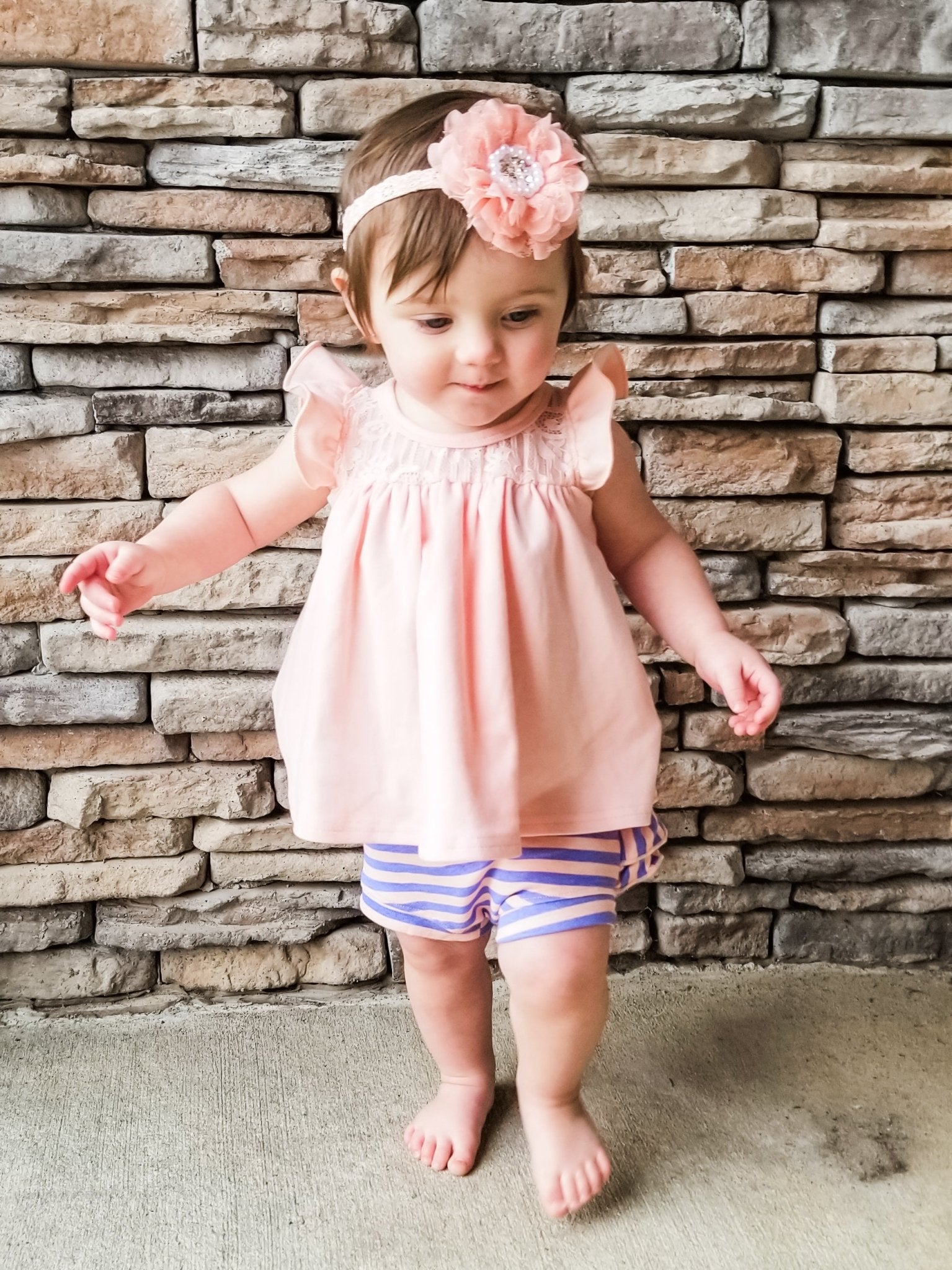 Lace Flutter Sleeve Top - Peach - Marie Nicole Clothing