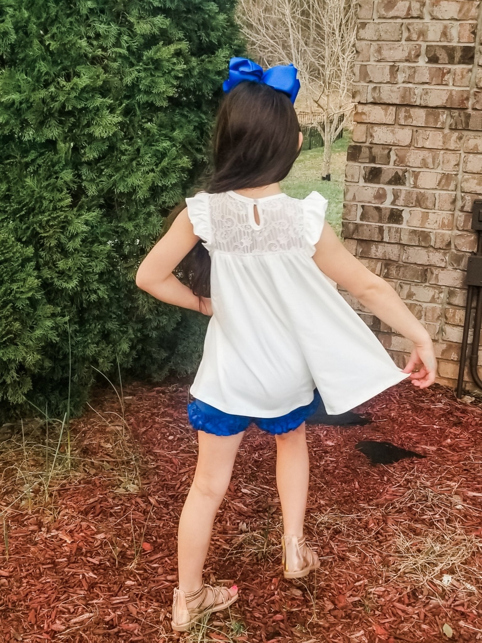 Lace Flutter Sleeve Top - White - Marie Nicole Clothing