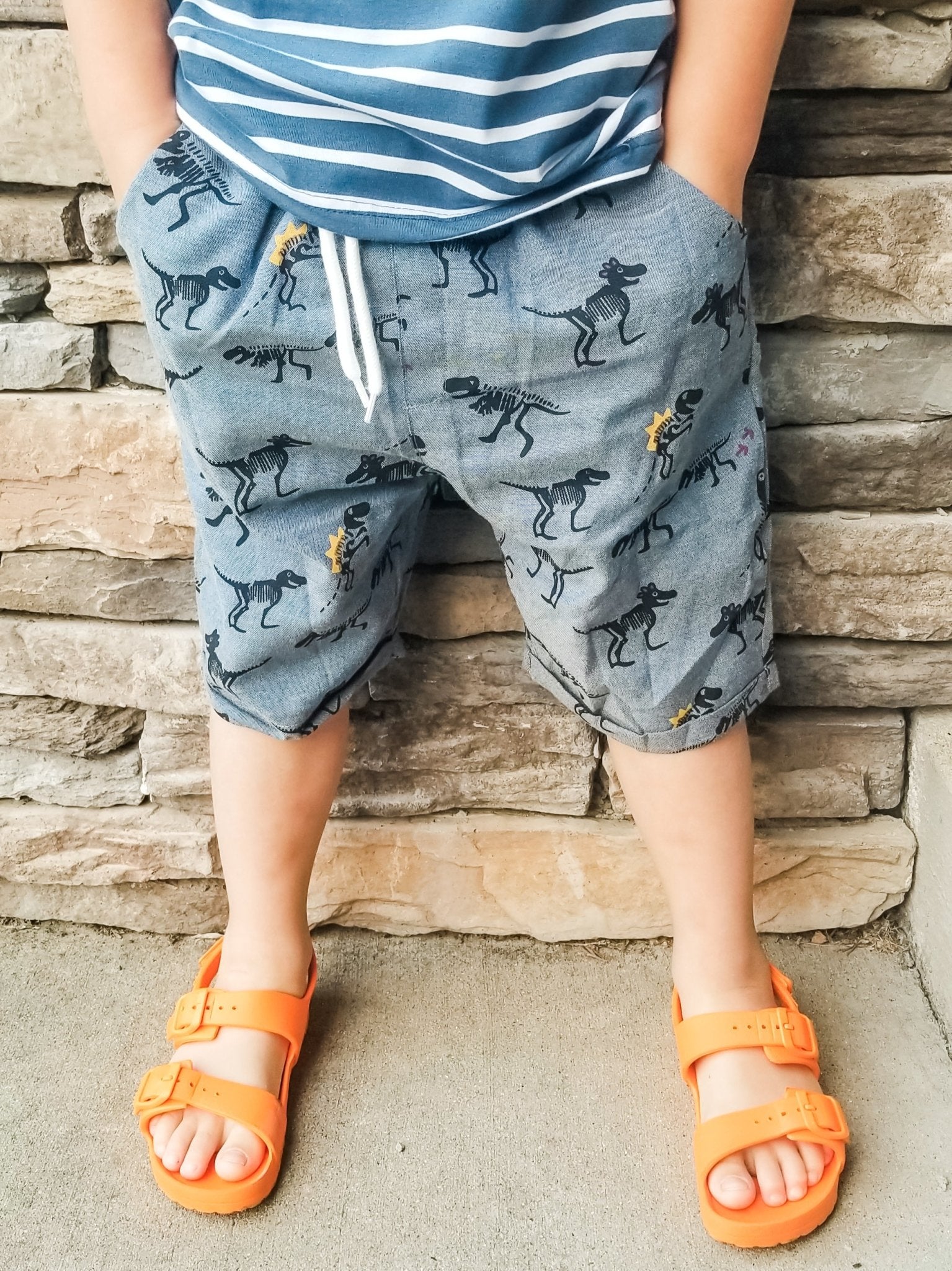 Striped Top Dinosaur Outfit - Marie Nicole Clothing