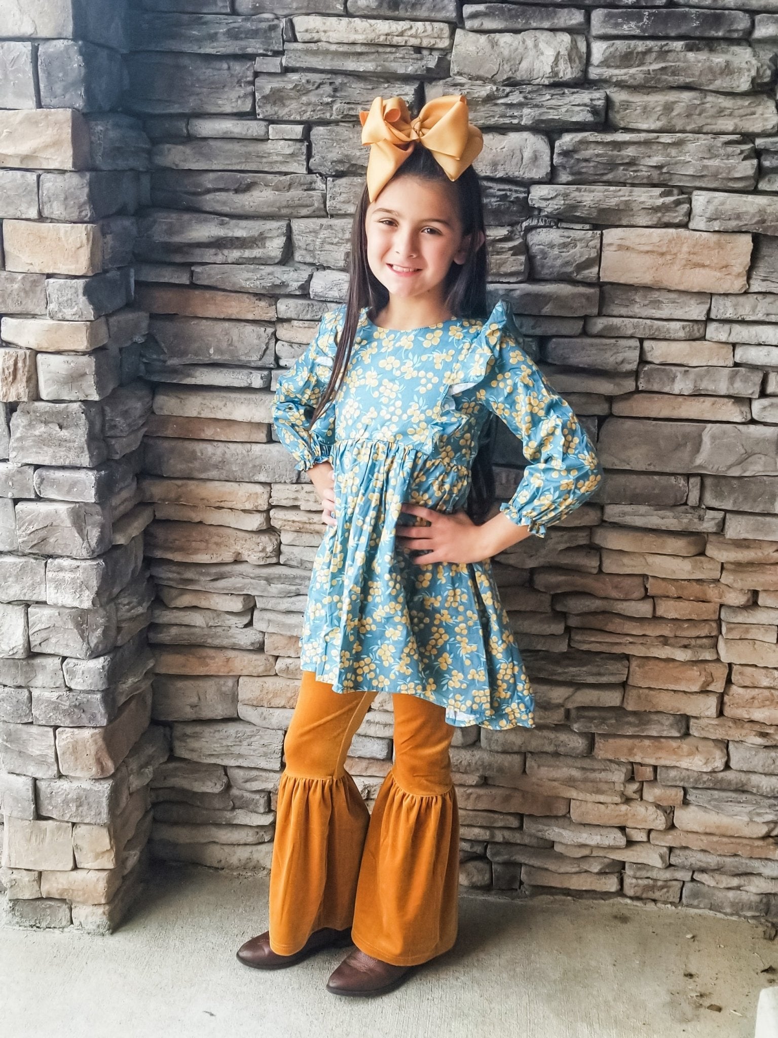 Golden Velvet Bell Bottoms - Marie Nicole Clothing