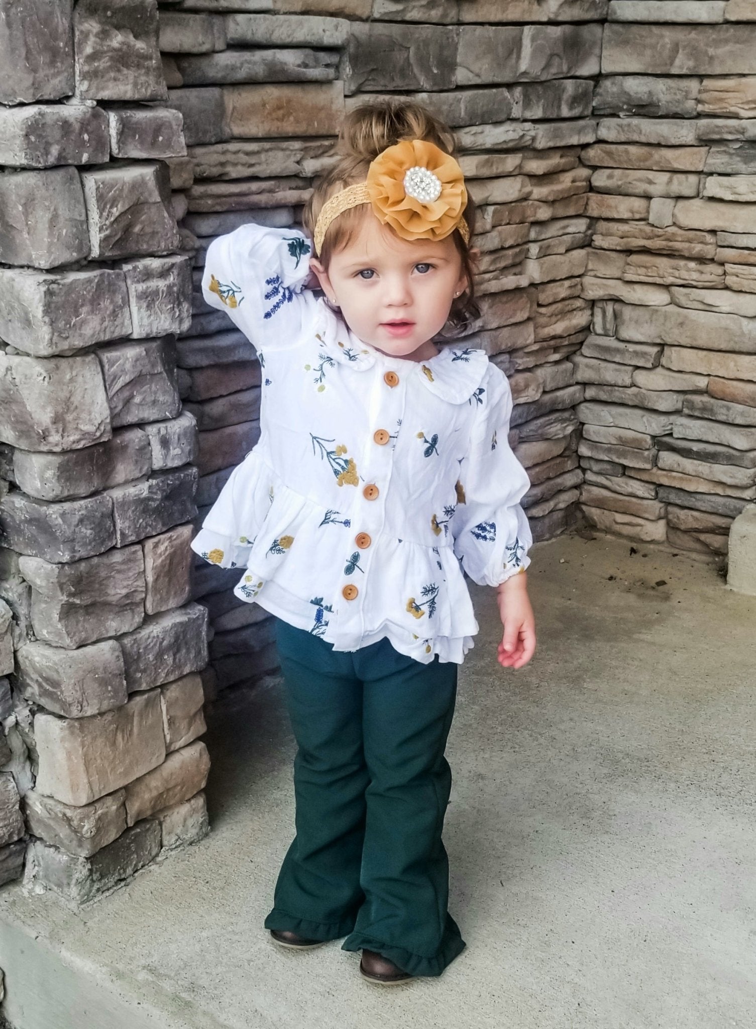 Wildflower Button Up Peplum Top - Marie Nicole Clothing