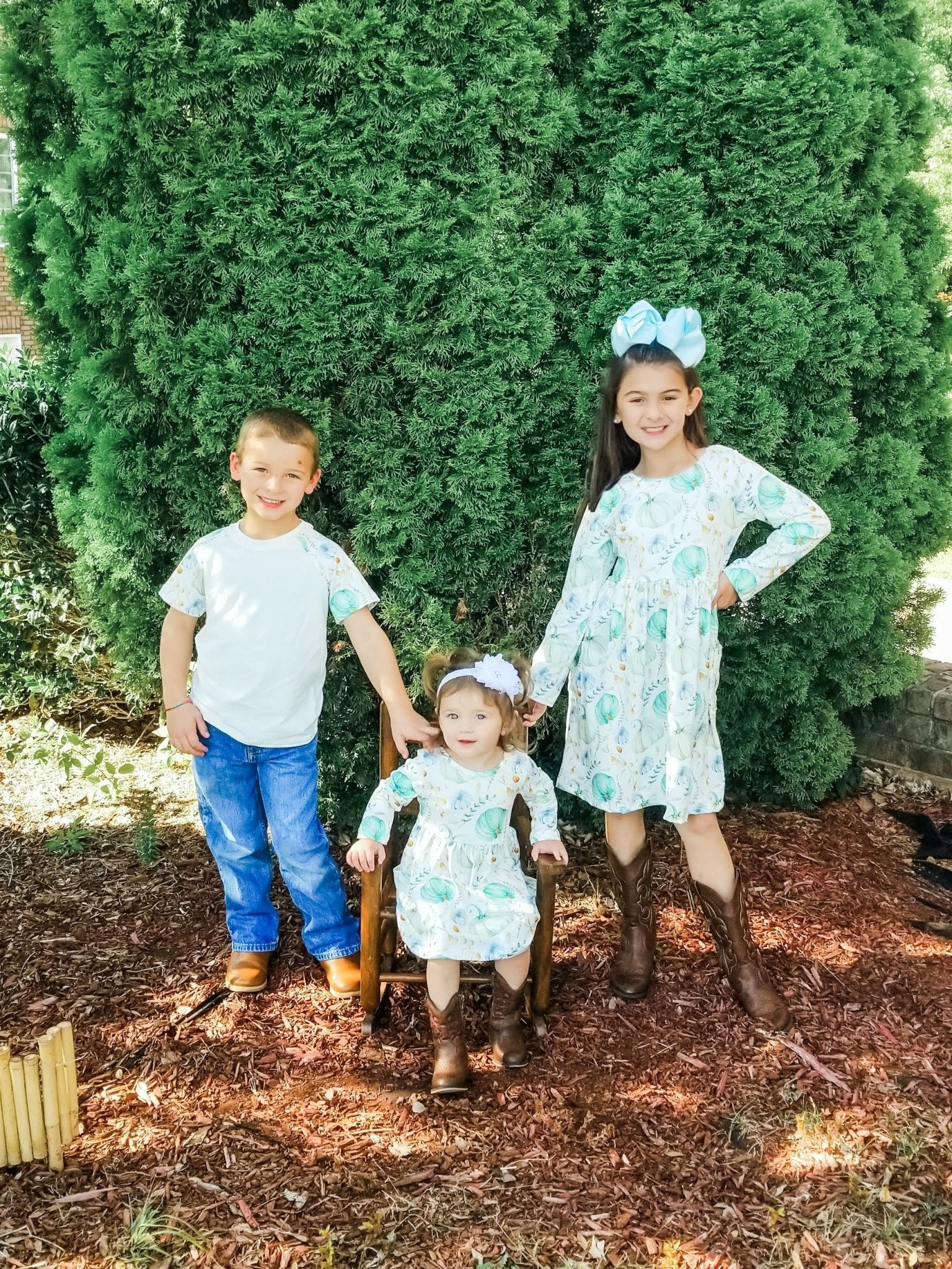Green & Blue Pumpkin Pocket Dress - Marie Nicole Clothing
