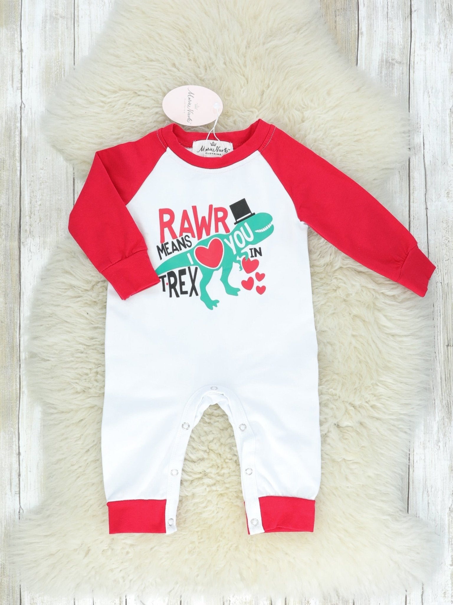 Rawr Means I Love You In T - Rex Romper - Marie Nicole Clothing