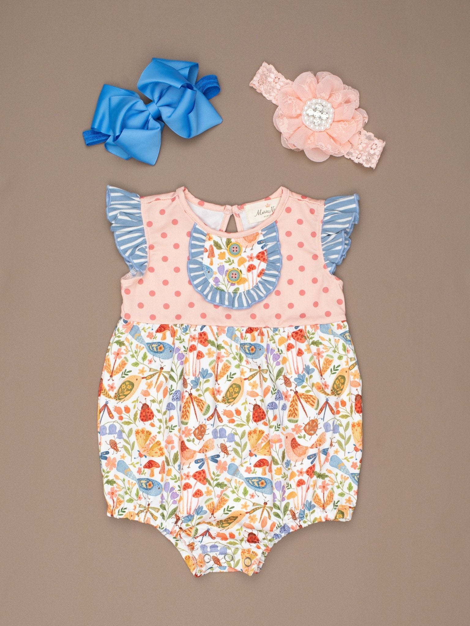 Tennessee Garden Ruffle Bubble Romper - Marie Nicole Clothing