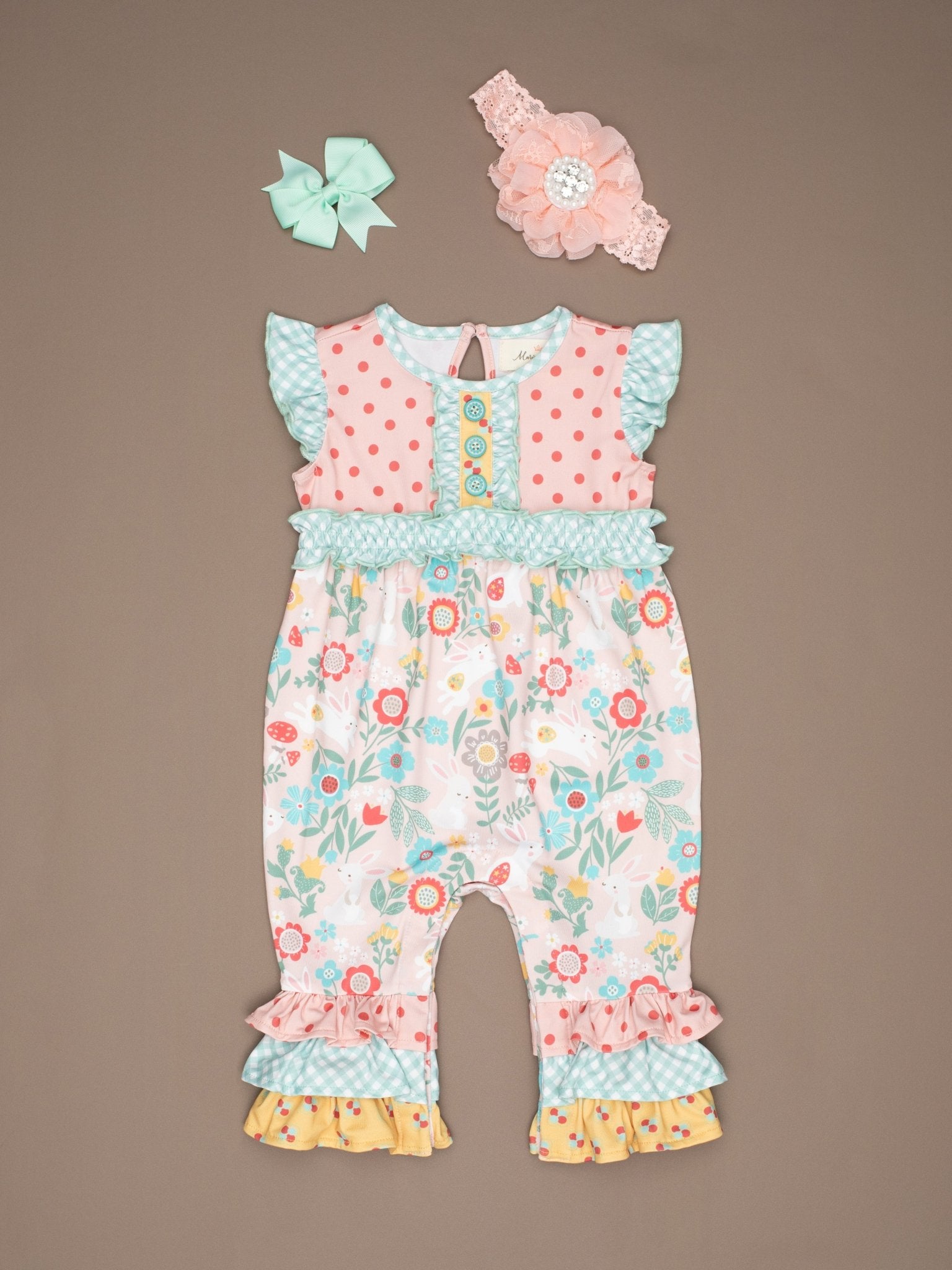 Lilly Belle Cottontail Ruffle Romper - Marie Nicole Clothing