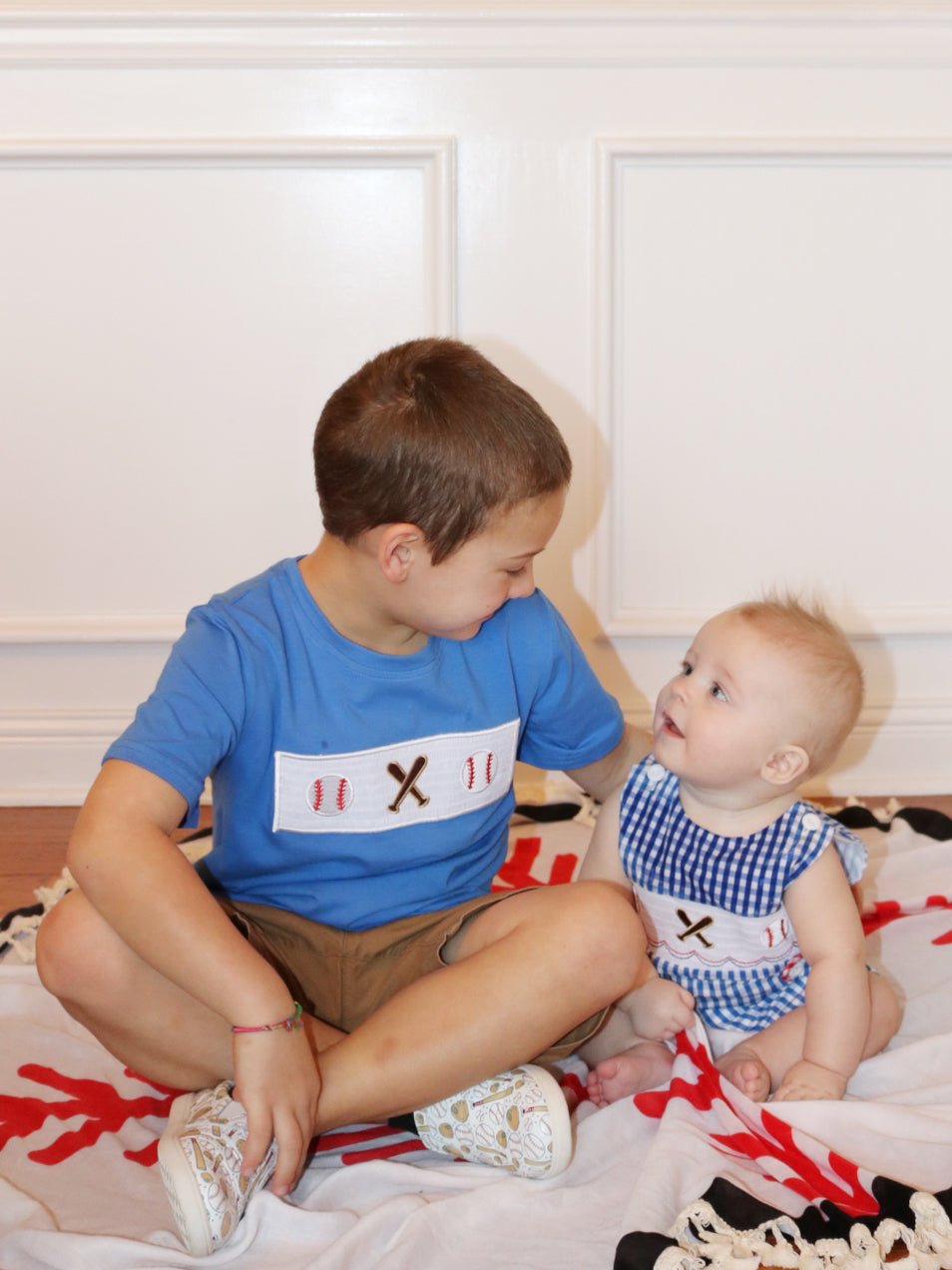 Royal Blue Smocked Baseball Shirt - Marie Nicole Clothing
