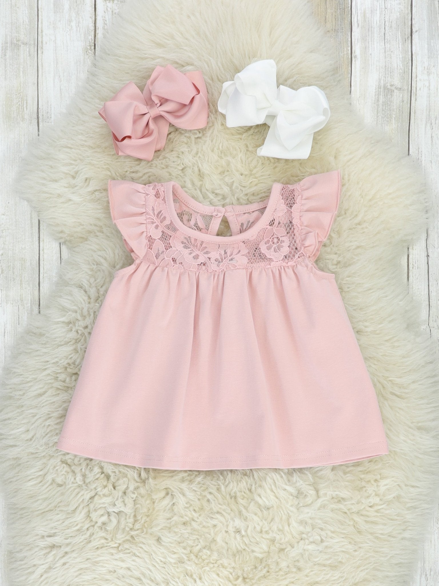 Cotton Lace Ruffle Tunic - Mauve - Marie Nicole Clothing