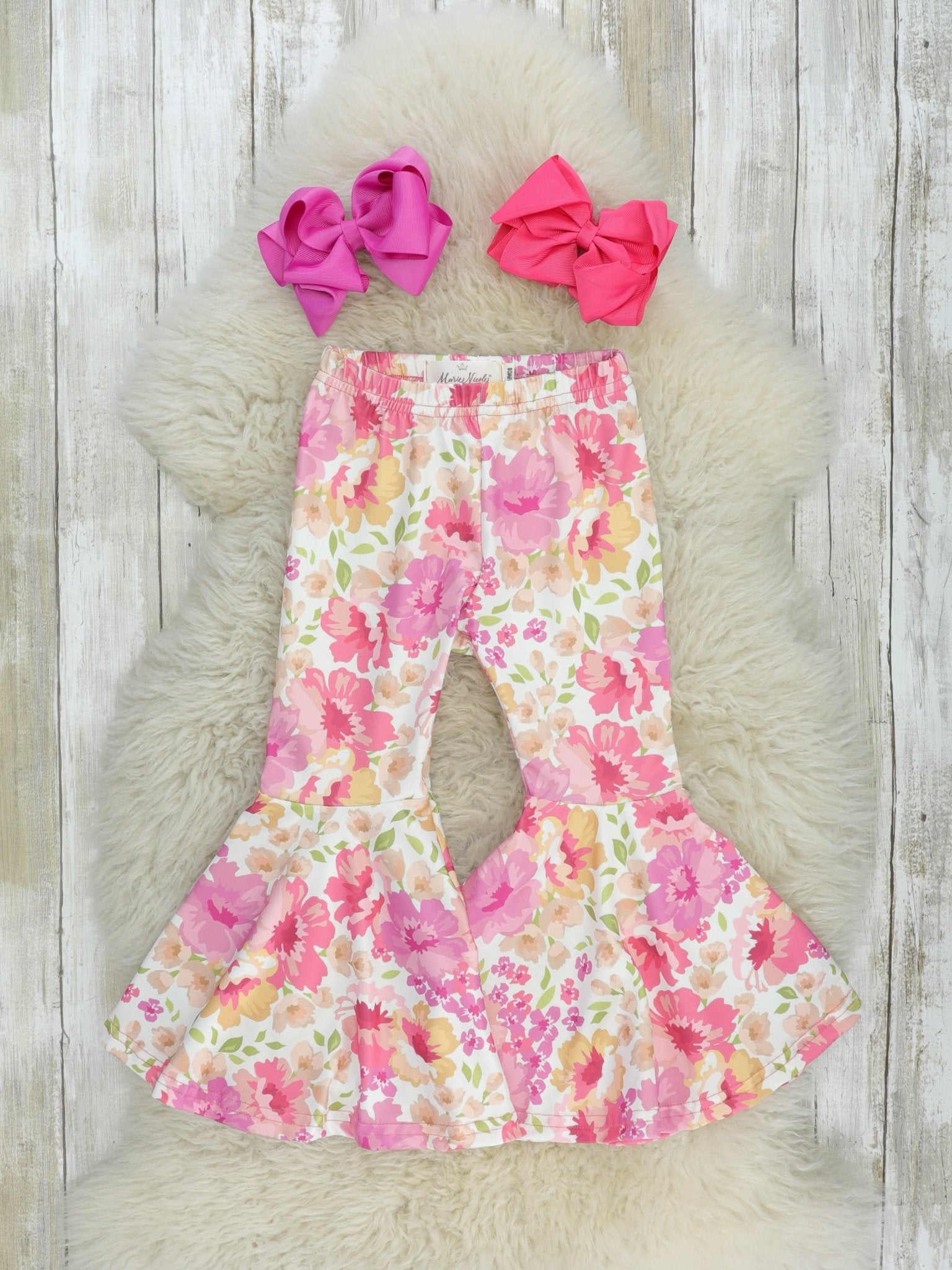 Pink Peony Bell Bottoms - Marie Nicole Clothing