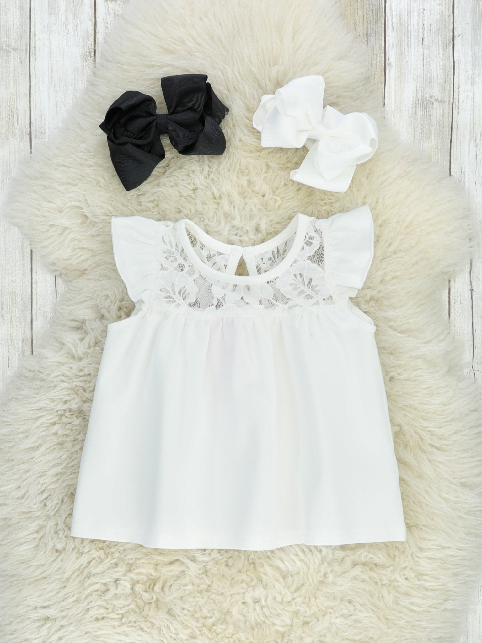 Cotton Lace Ruffle Tunic - White - Marie Nicole Clothing