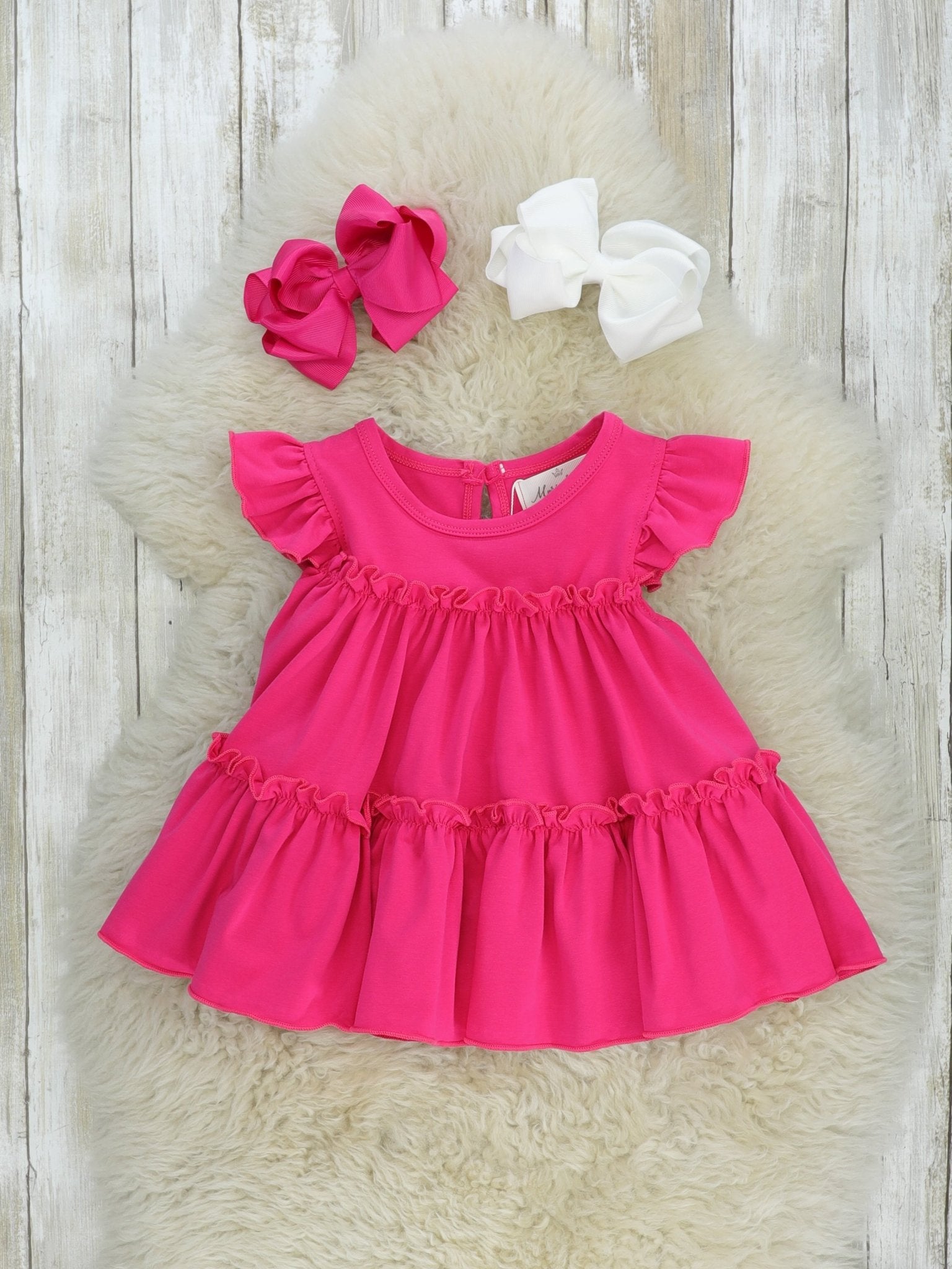 Cotton Tiered Ruffle Tunic - Hot Pink - Marie Nicole Clothing