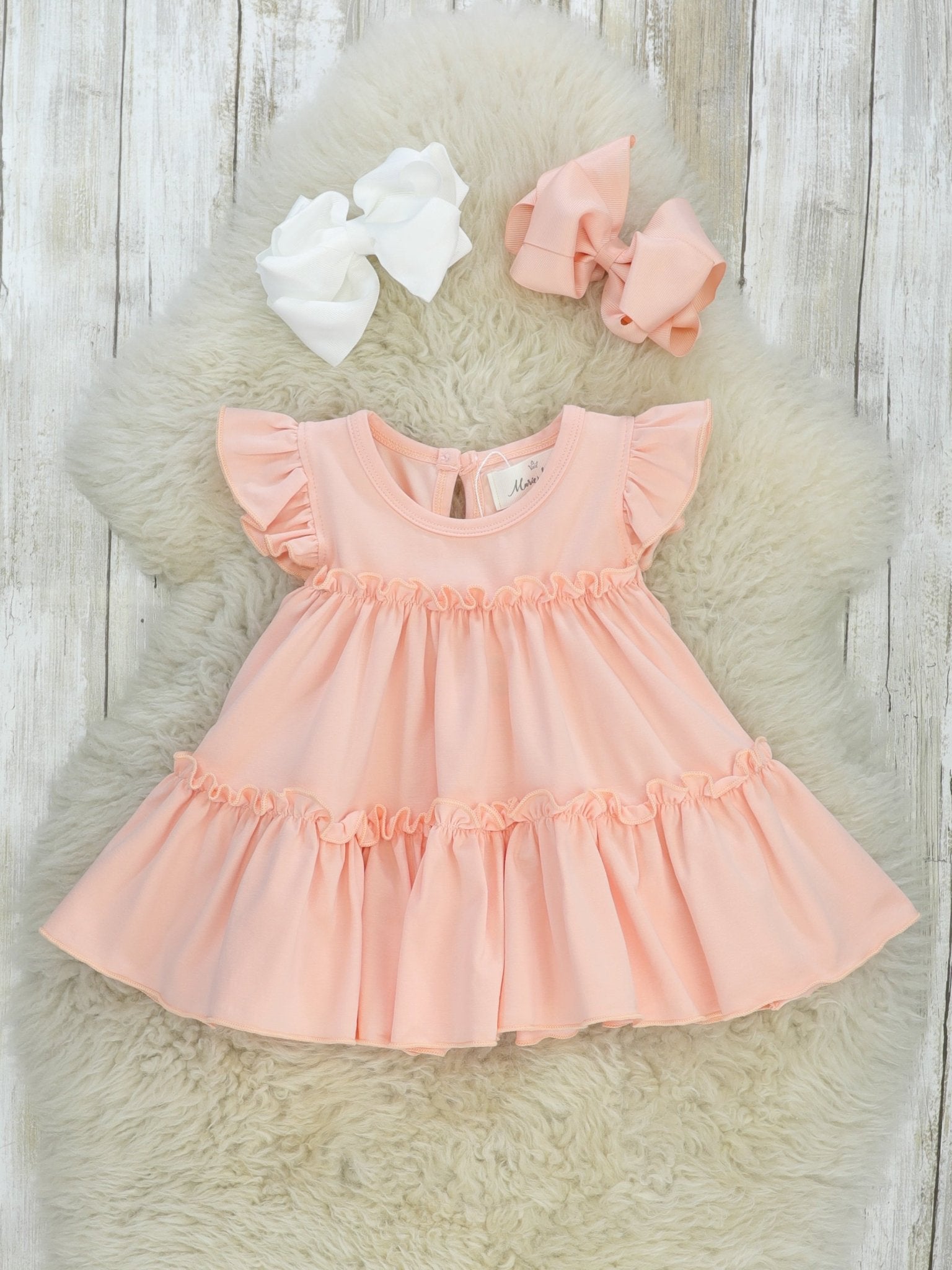 Cotton Tiered Ruffle Tunic - Peach - Marie Nicole Clothing