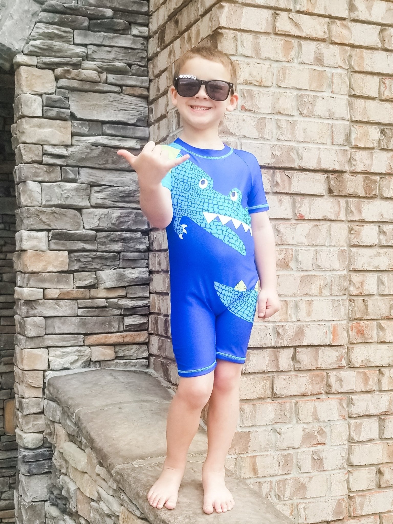 Blue Crocodile One - Piece Swimsuit - Marie Nicole Clothing
