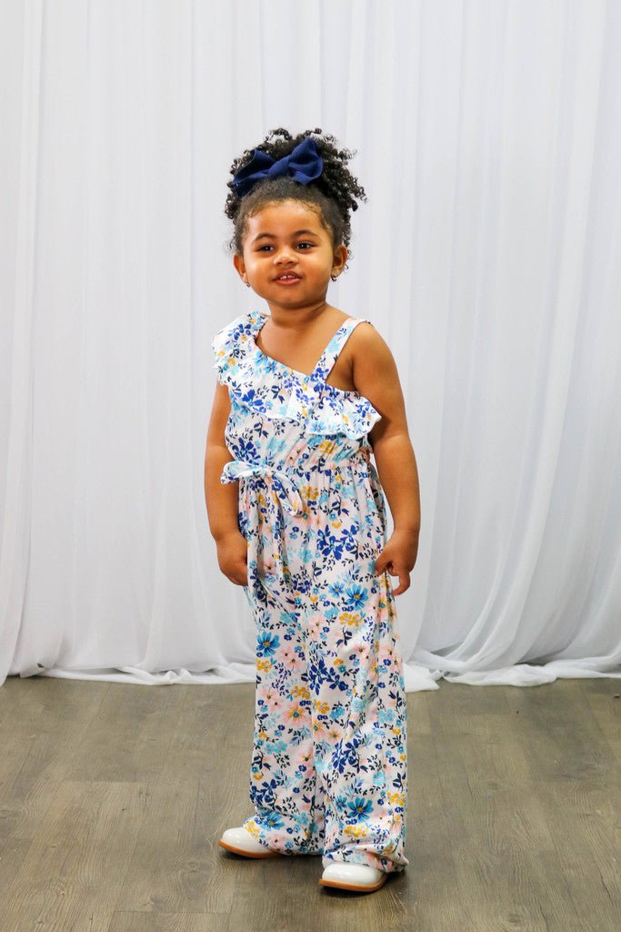 Blue Floral Ruffle Jumper - Marie Nicole Clothing