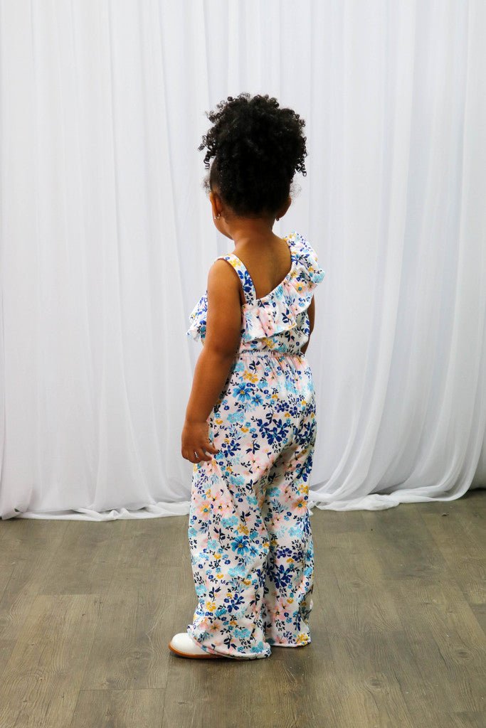 Blue Floral Ruffle Jumper - Marie Nicole Clothing