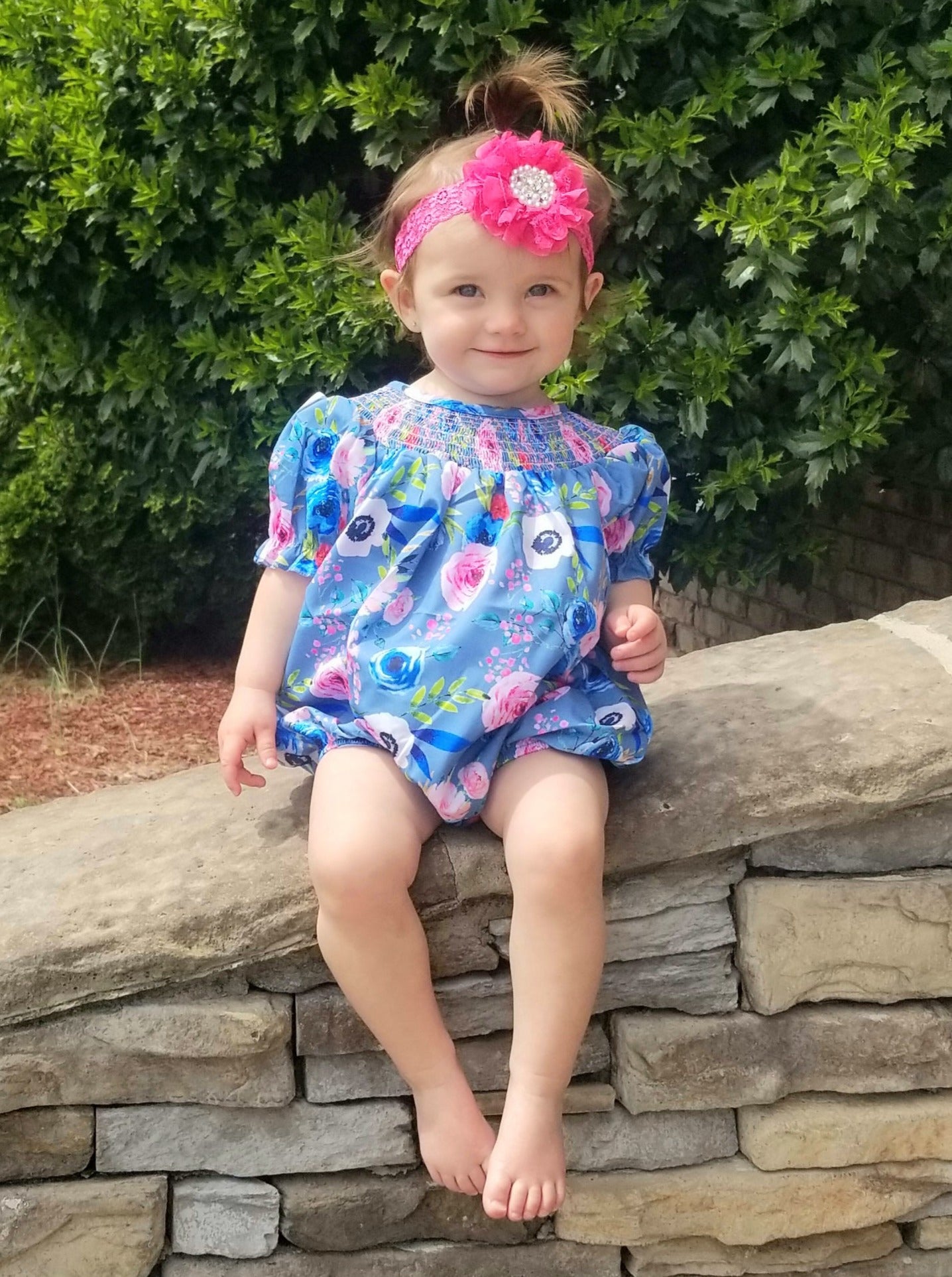 Blue Rose Bubble Romper - Marie Nicole Clothing
