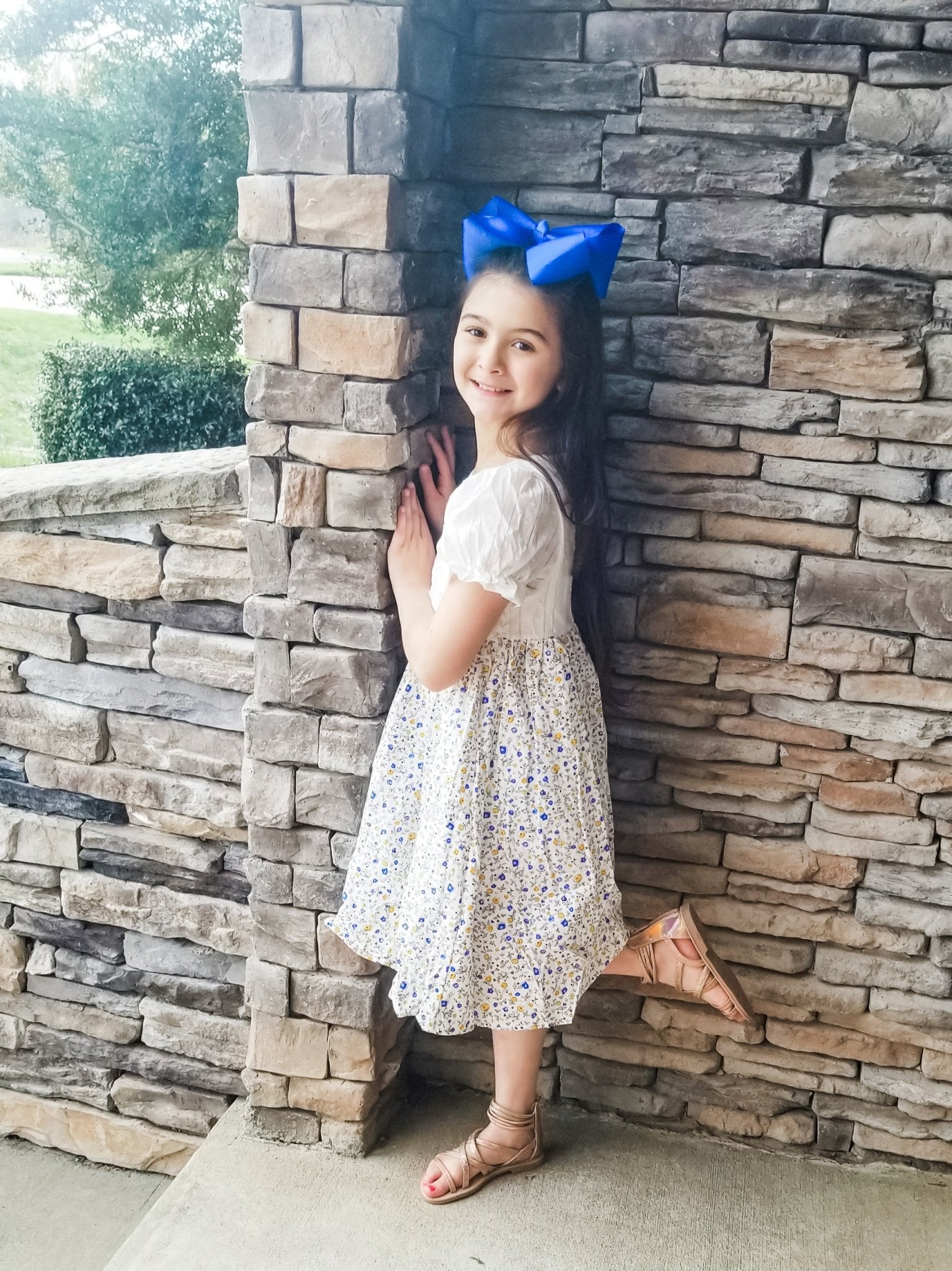 Blue & Yellow Floral Dress - Marie Nicole Clothing