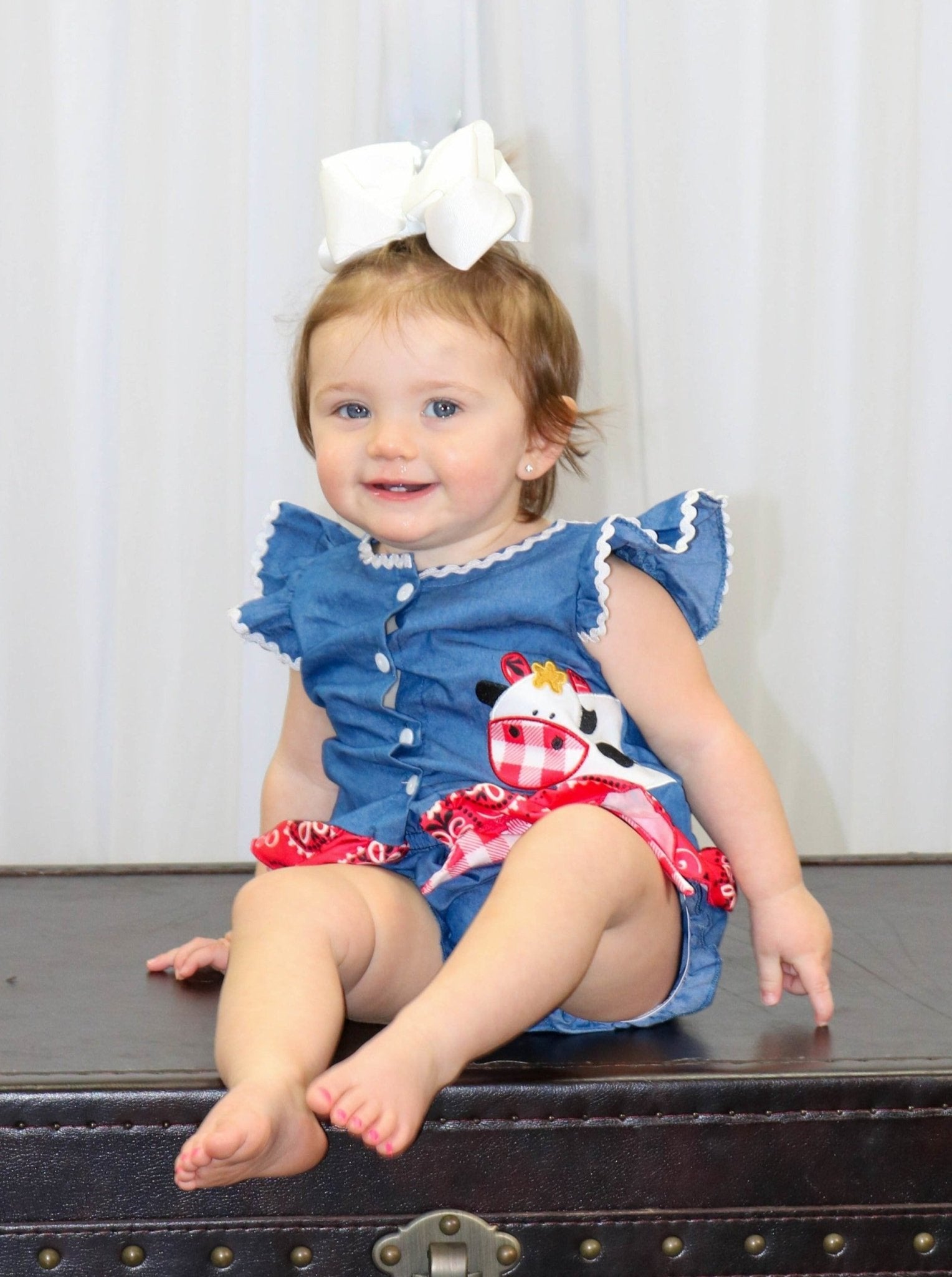Chambray Bandana Cow Bloomer Outfit - Marie Nicole Clothing