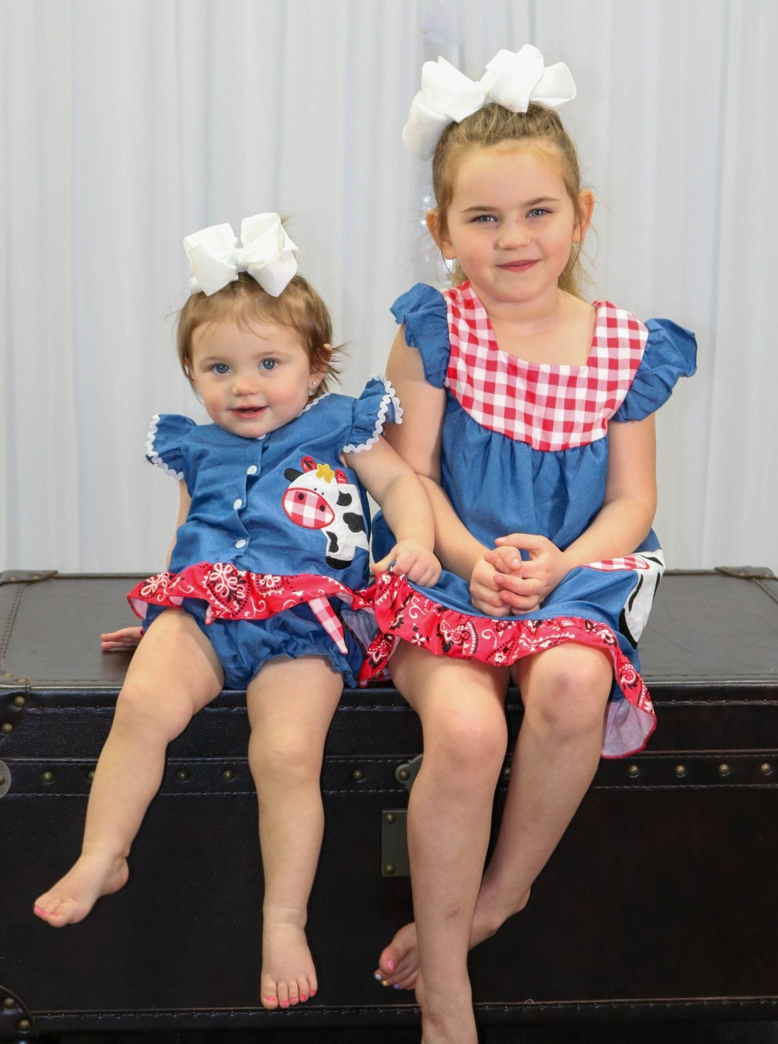 Chambray Bandana Cow Bloomer Outfit - Marie Nicole Clothing