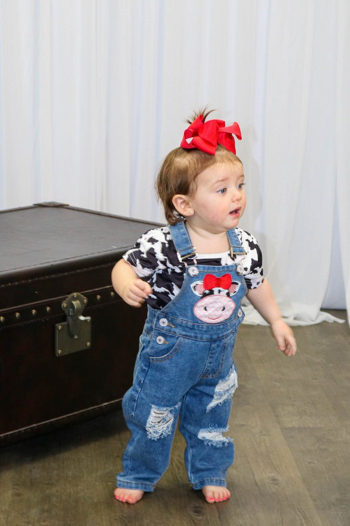 Cow Print Shirt & Overalls - Marie Nicole Clothing