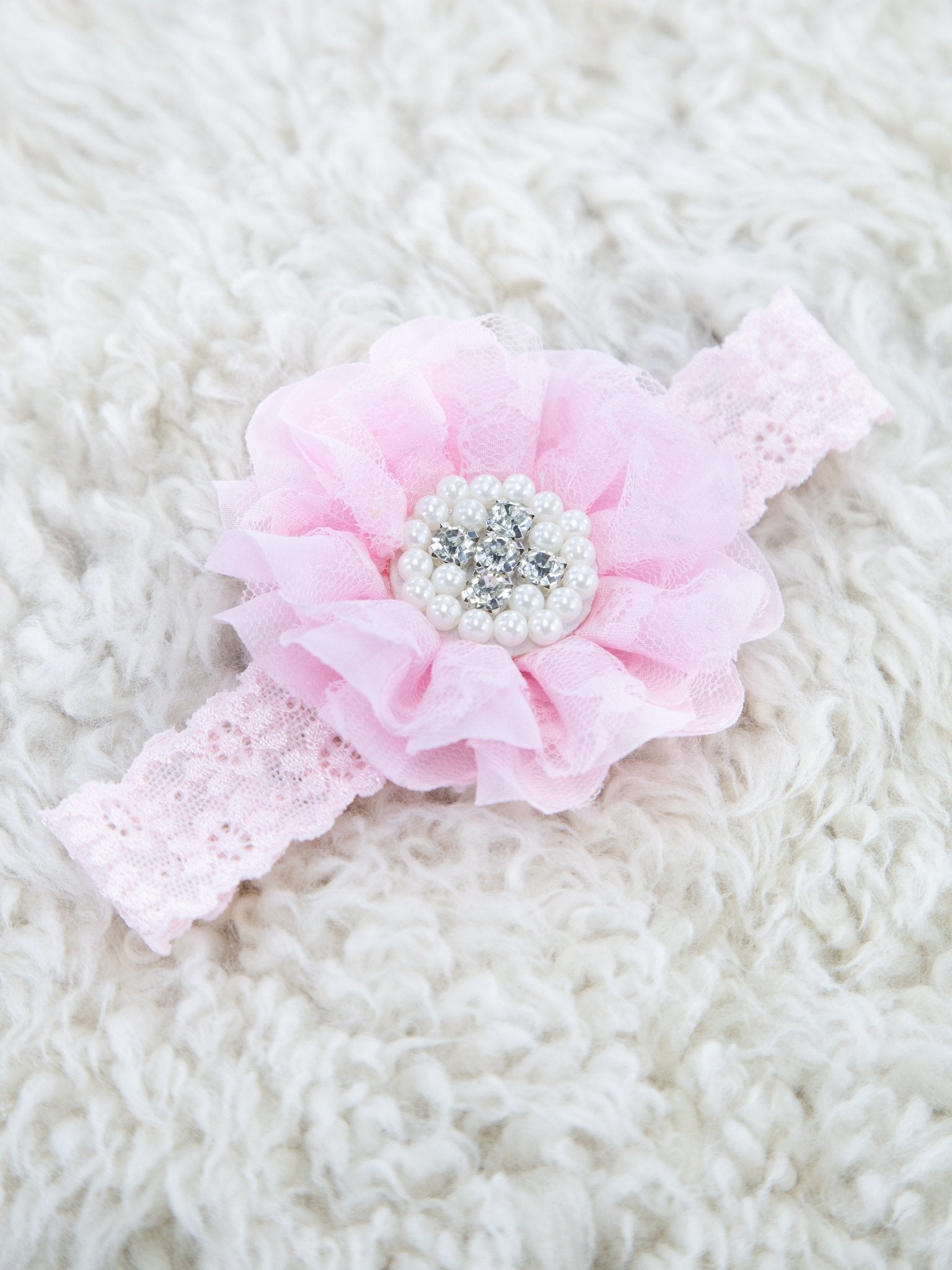 Lace Rhinestone & Pearls Headband - 22 Colors Available - Marie Nicole Clothing