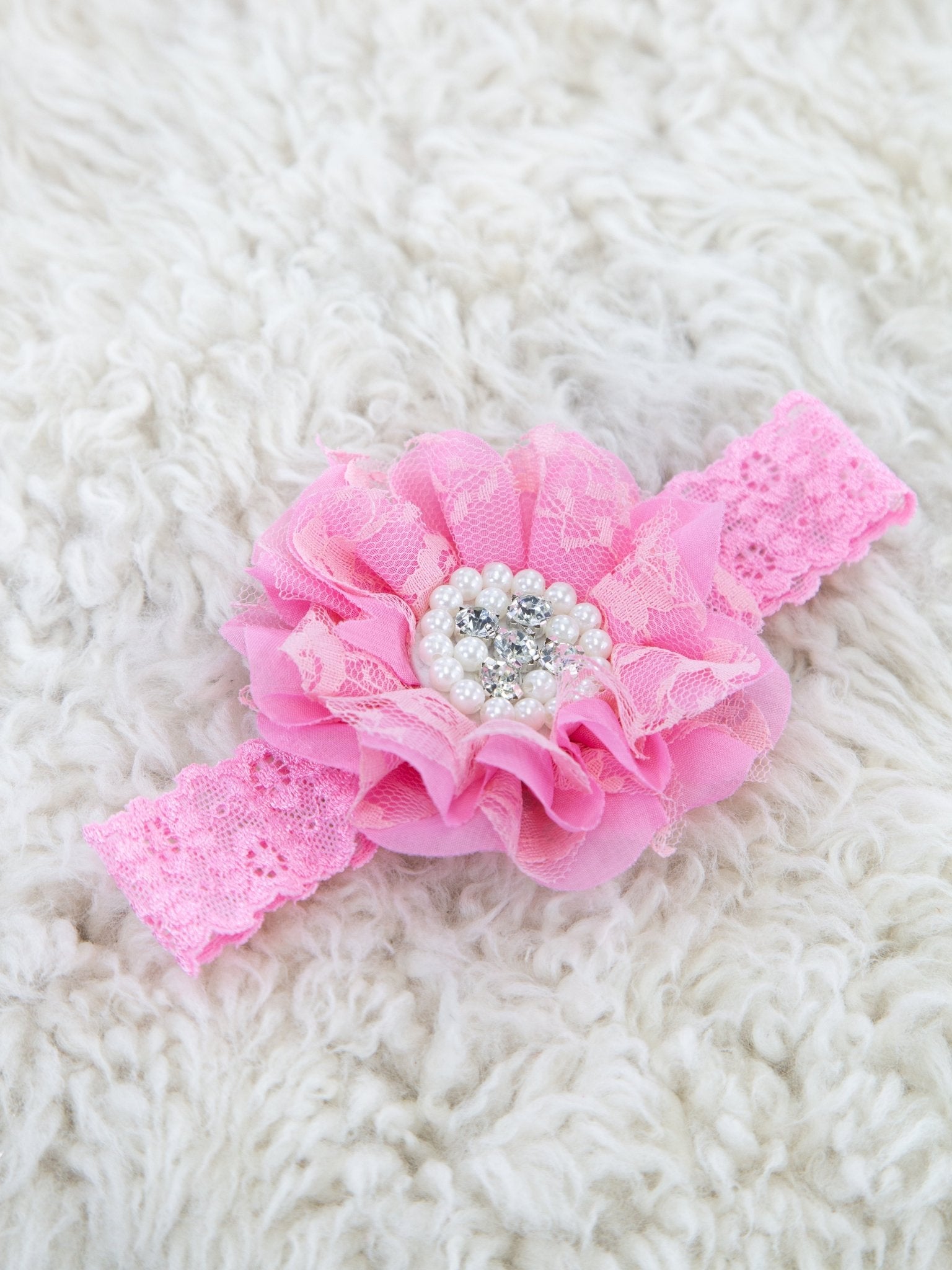 Lace Rhinestone & Pearls Headband - 22 Colors Available - Marie Nicole Clothing