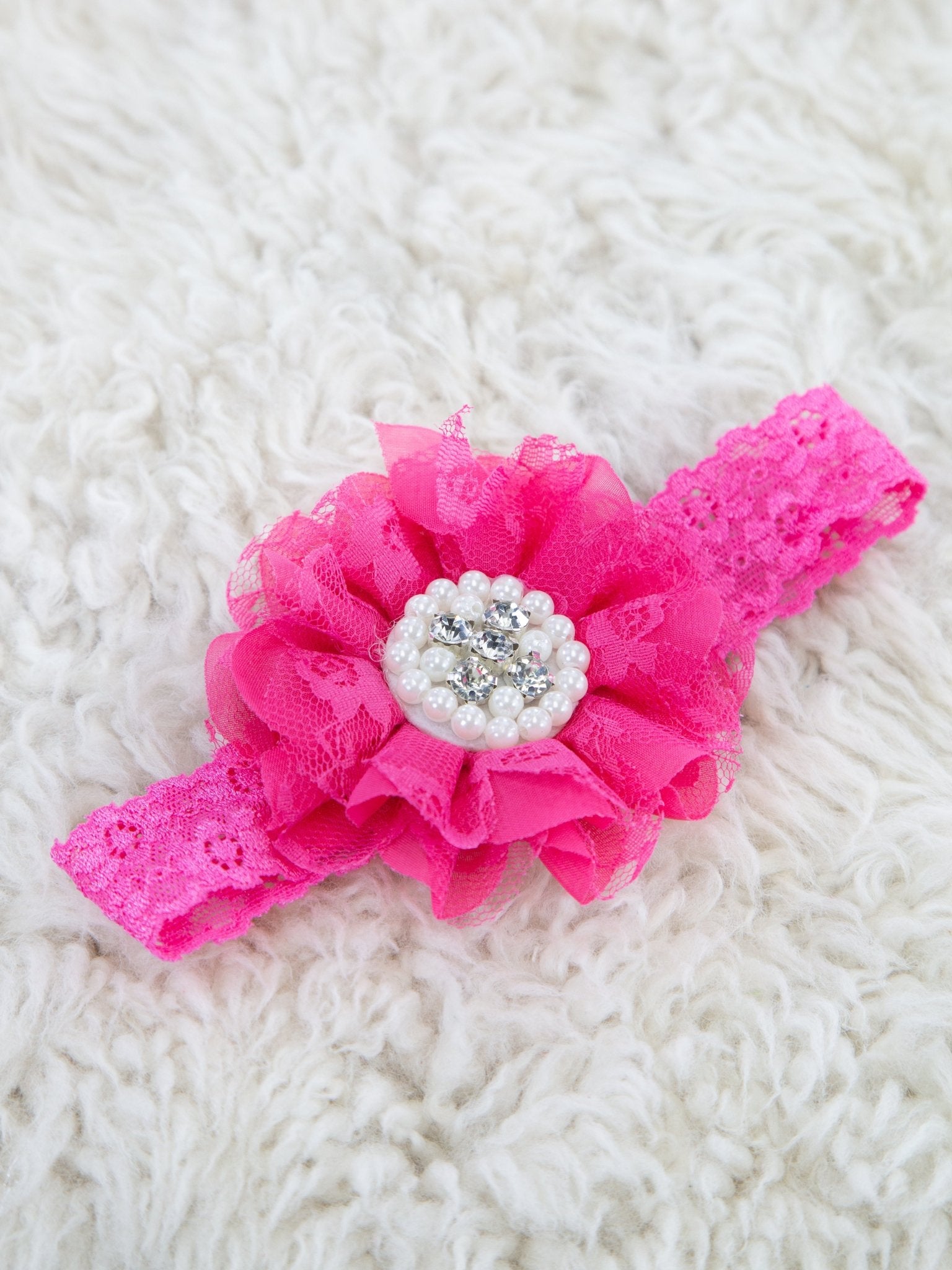 Lace Rhinestone & Pearls Headband - 22 Colors Available - Marie Nicole Clothing