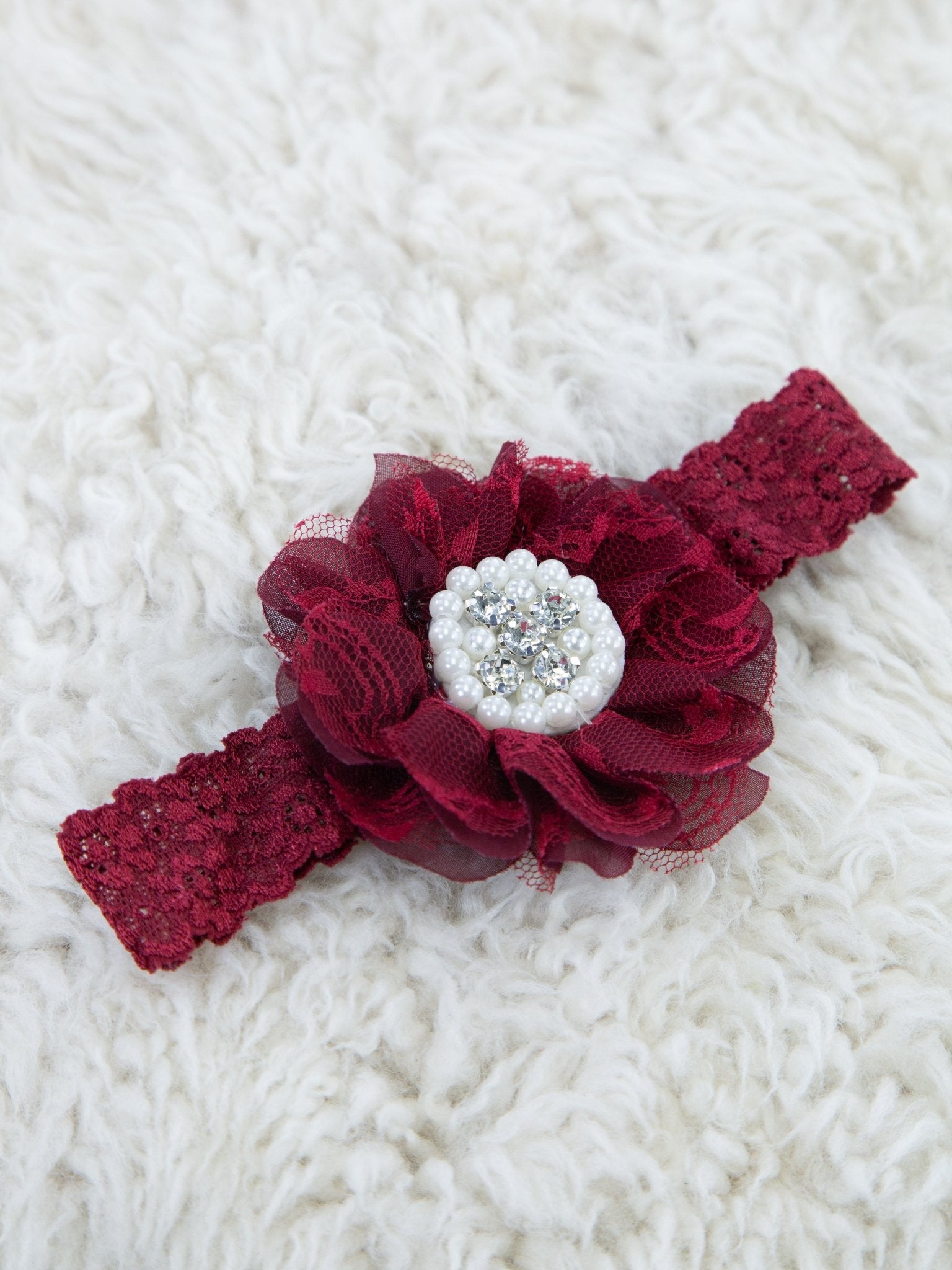 Lace Rhinestone & Pearls Headband - 22 Colors Available - Marie Nicole Clothing