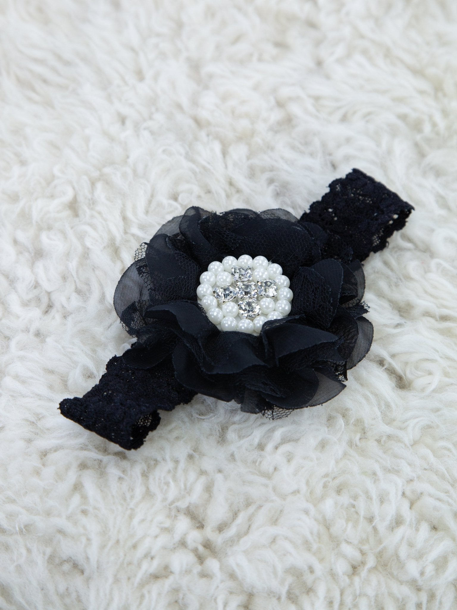 Lace Rhinestone & Pearls Headband - 22 Colors Available - Marie Nicole Clothing