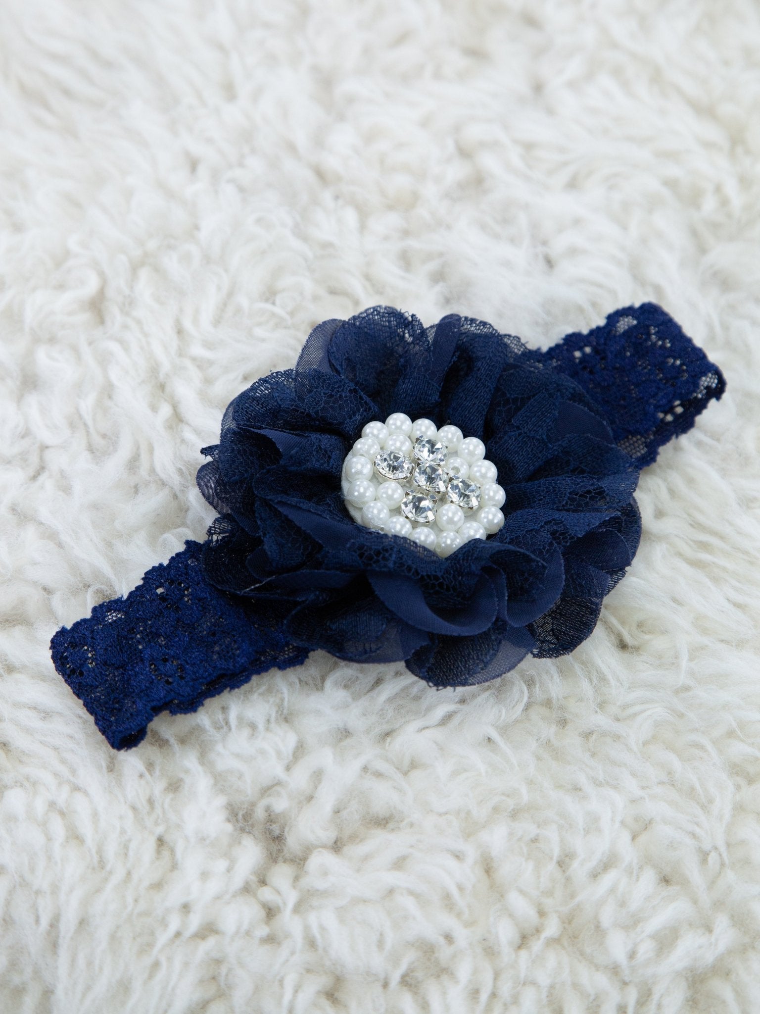 Lace Rhinestone & Pearls Headband - 22 Colors Available - Marie Nicole Clothing