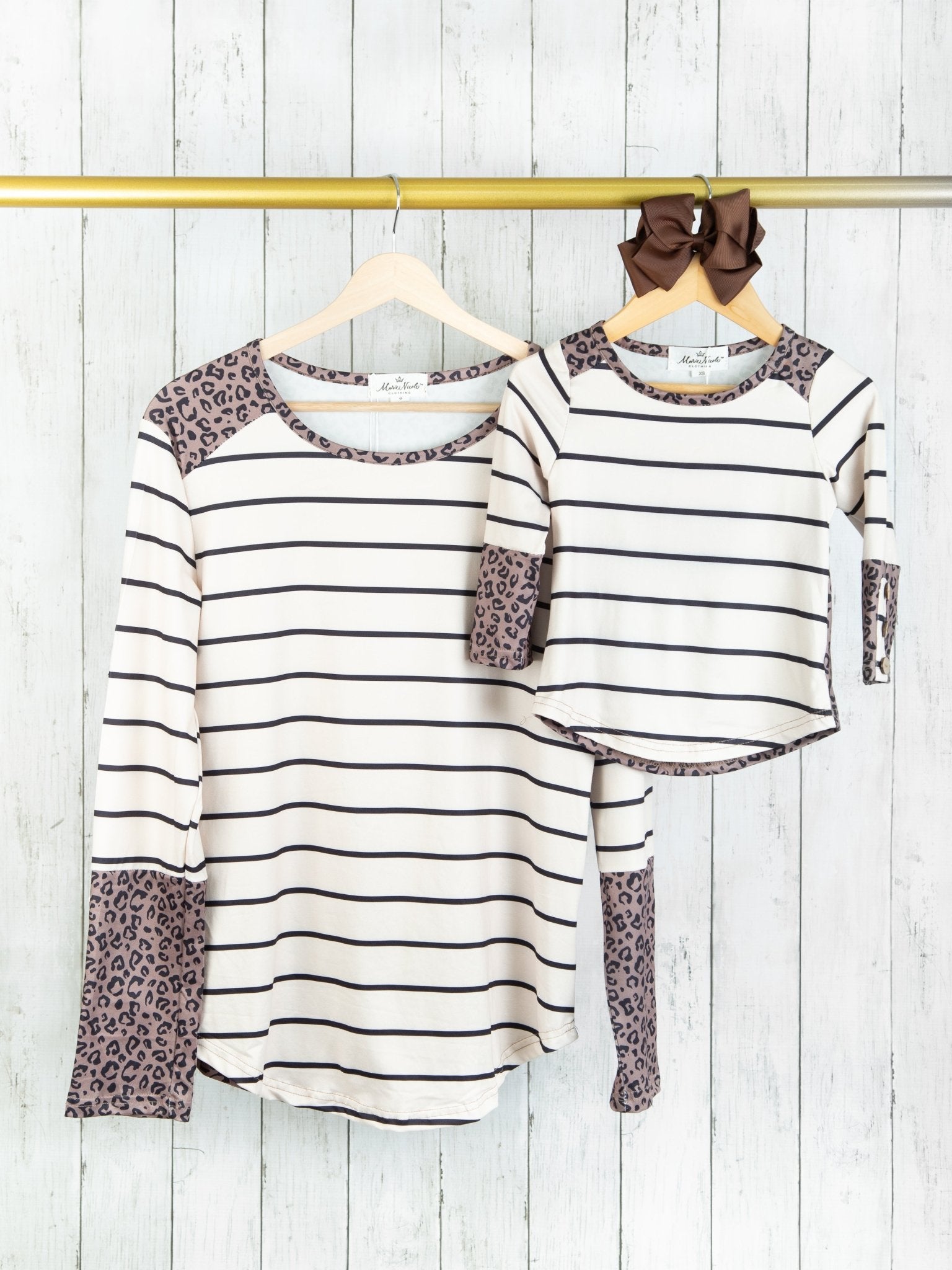 Mom & Me Striped Cheetah Shirt - Marie Nicole Clothing