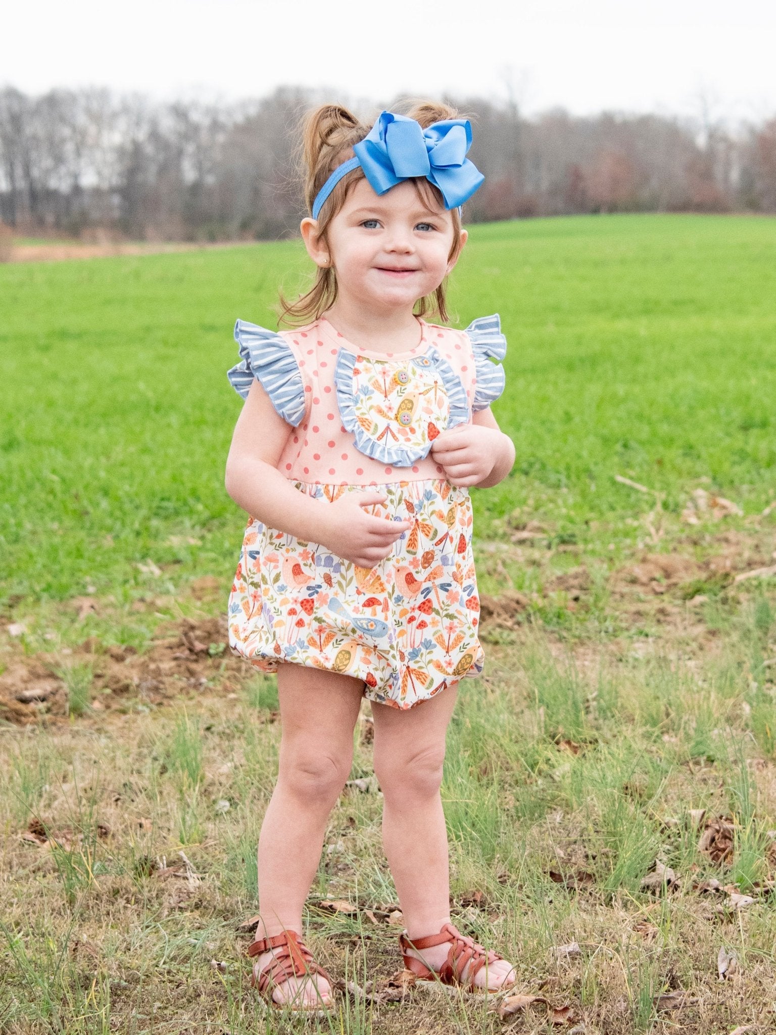 Tennessee Garden Ruffle Bubble Romper - Marie Nicole Clothing
