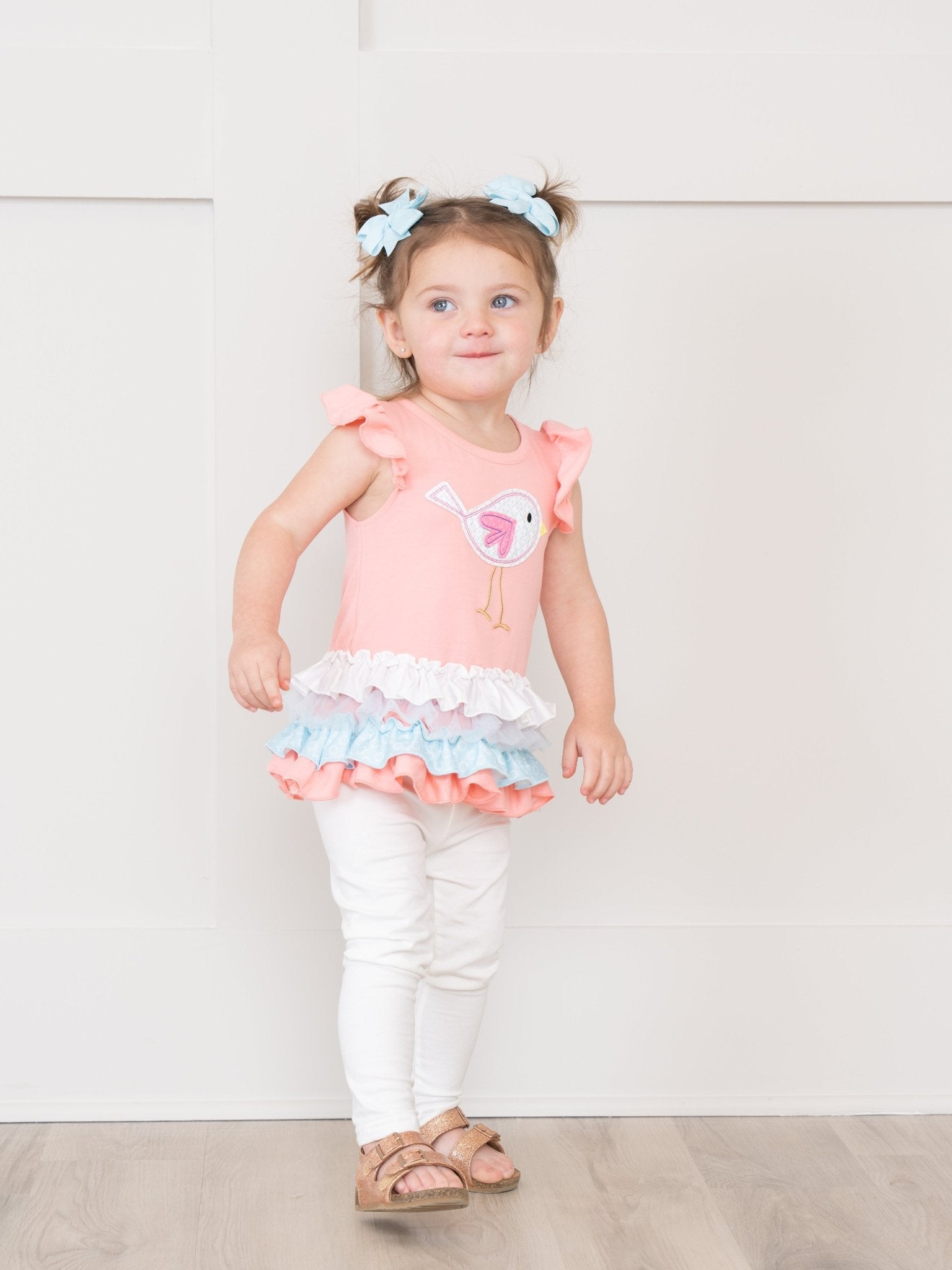 Pink Bird Ruffle Outfit - Marie Nicole Clothing