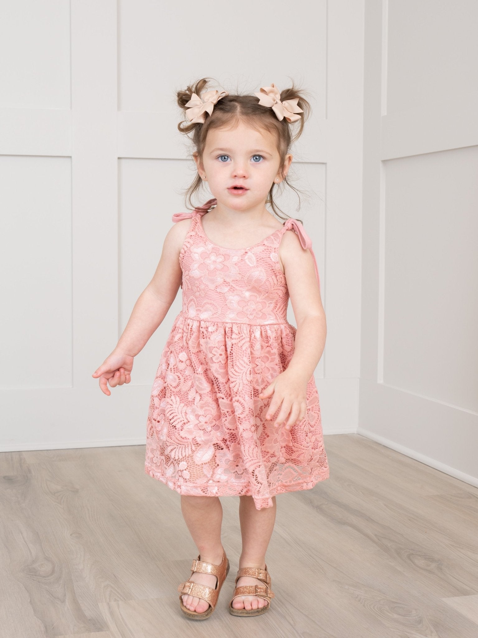 Mauve Floral Lace Tie Tank Dress - Marie Nicole Clothing