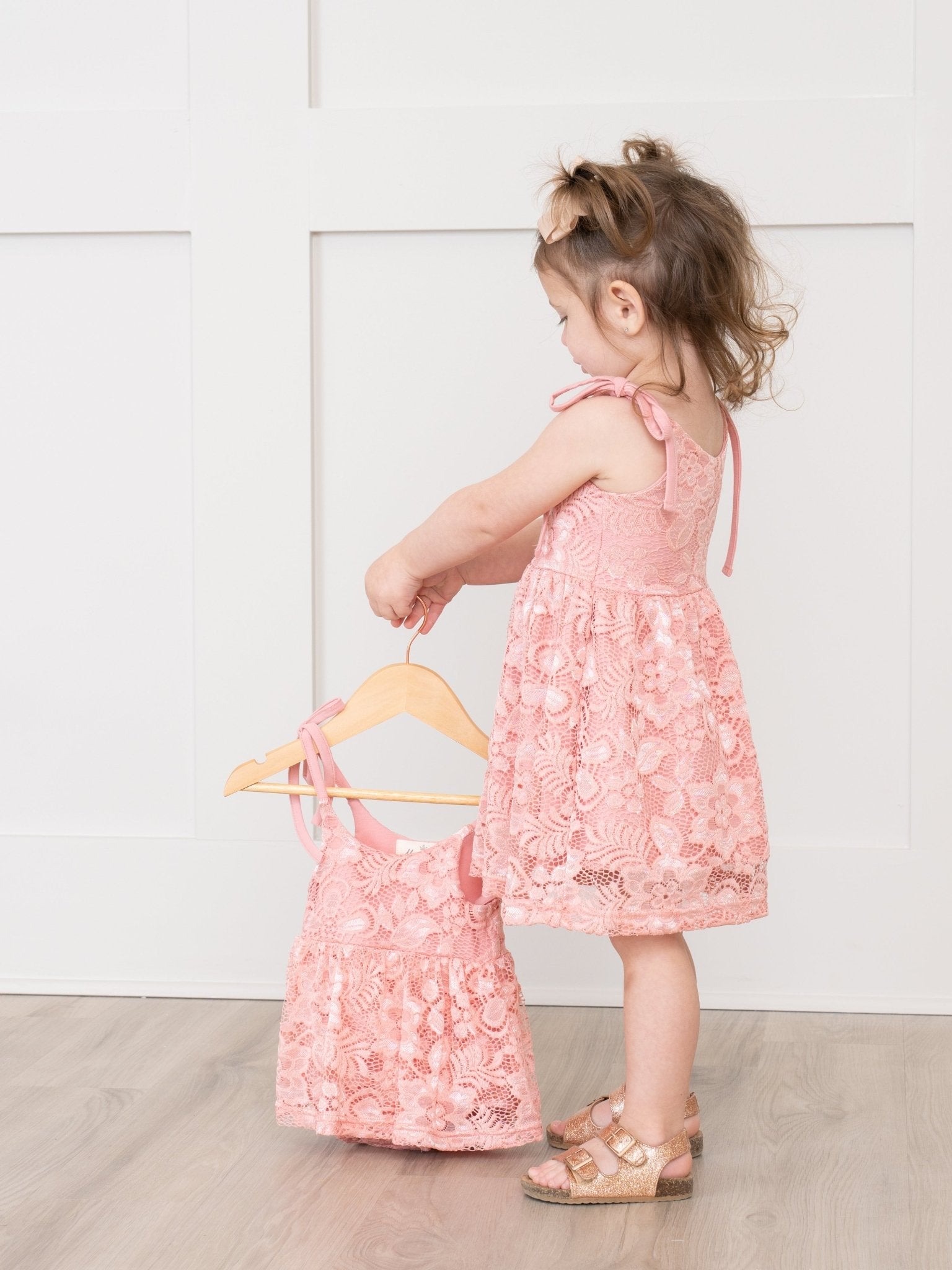 Mauve Floral Lace Tie Tank Dress - Marie Nicole Clothing