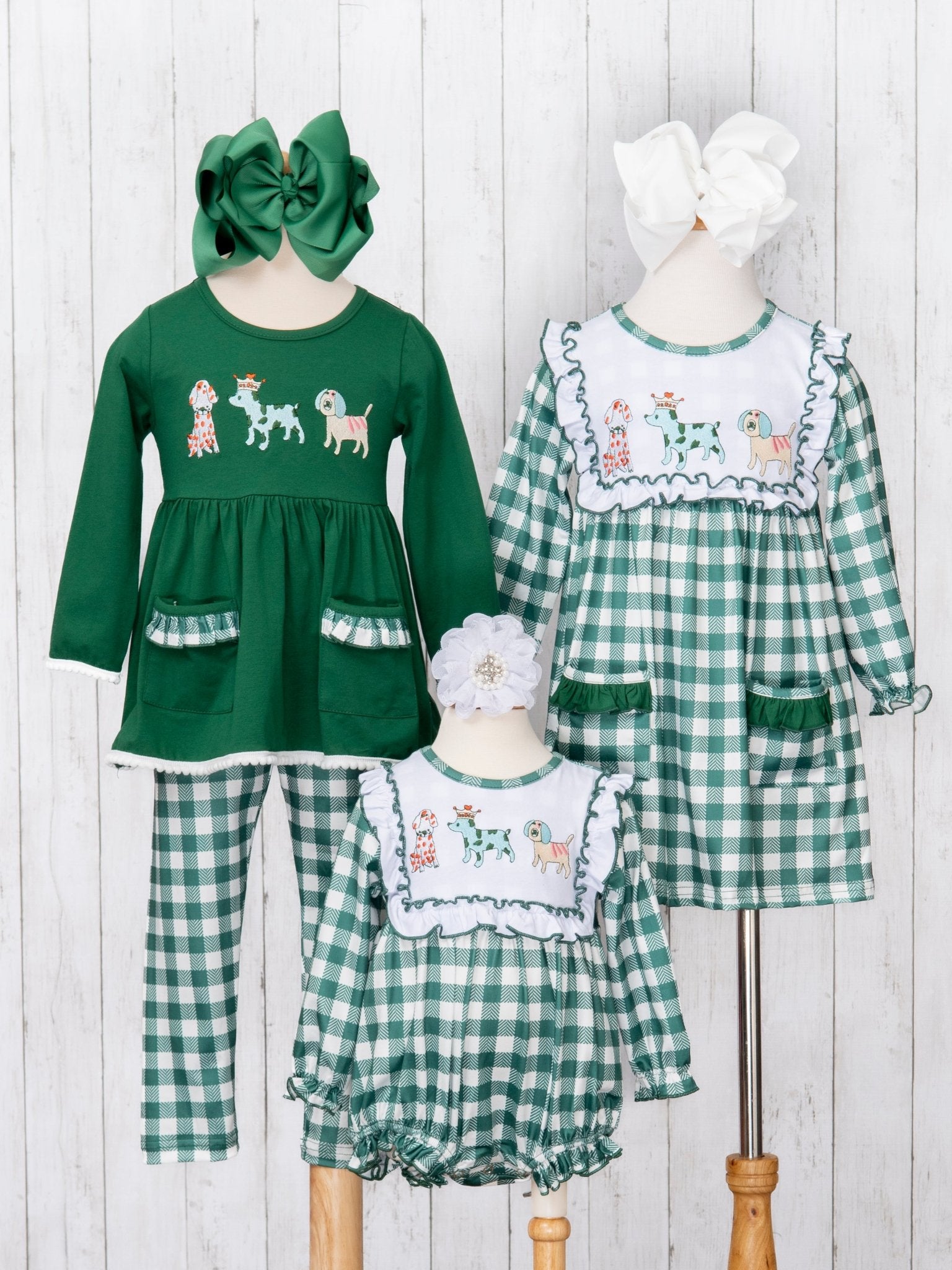 MNC Royal Pups™ Green Gingham Pocket Dress - Marie Nicole Clothing