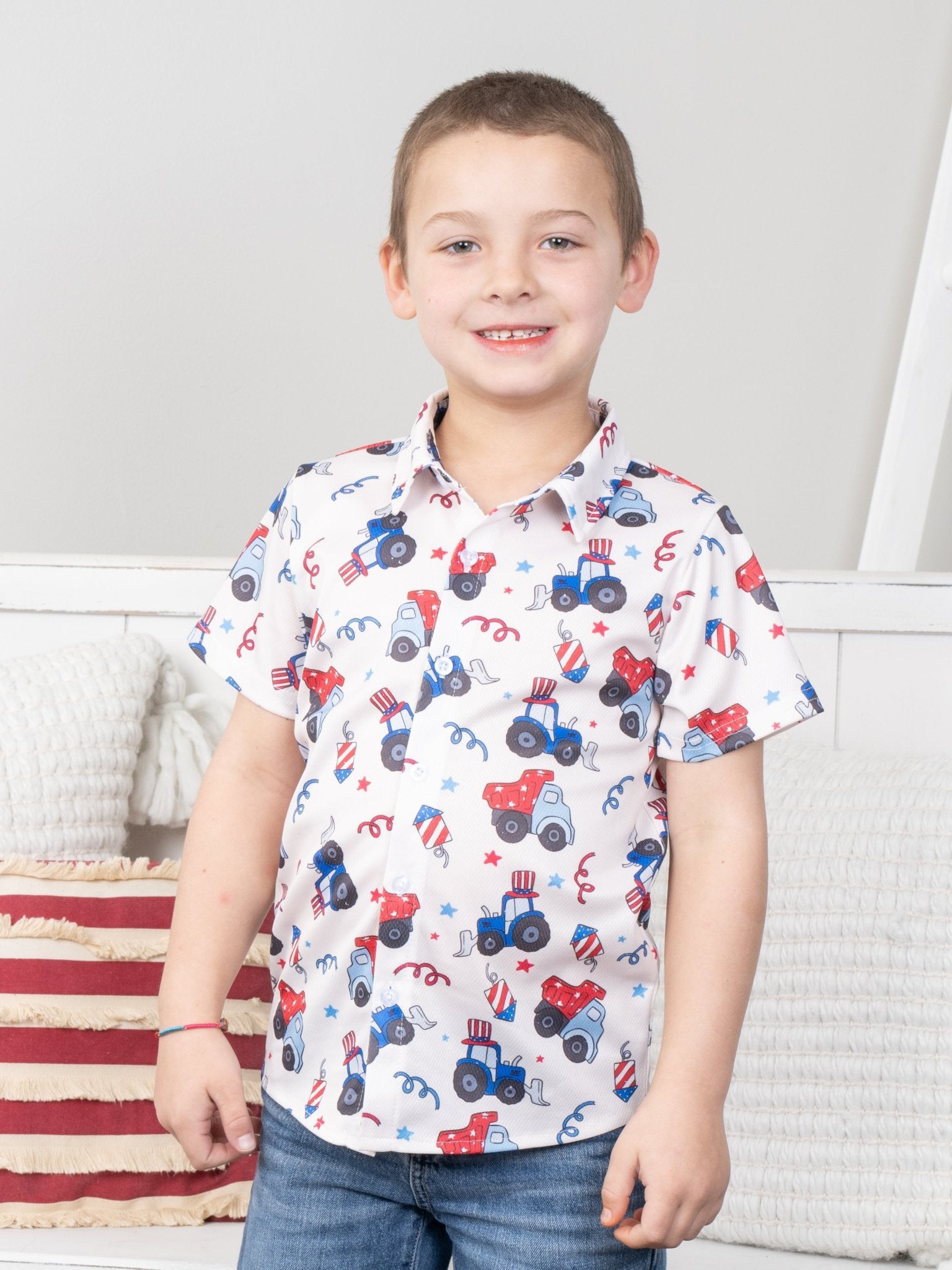 Patriotic Tractor Polo - Marie Nicole Clothing