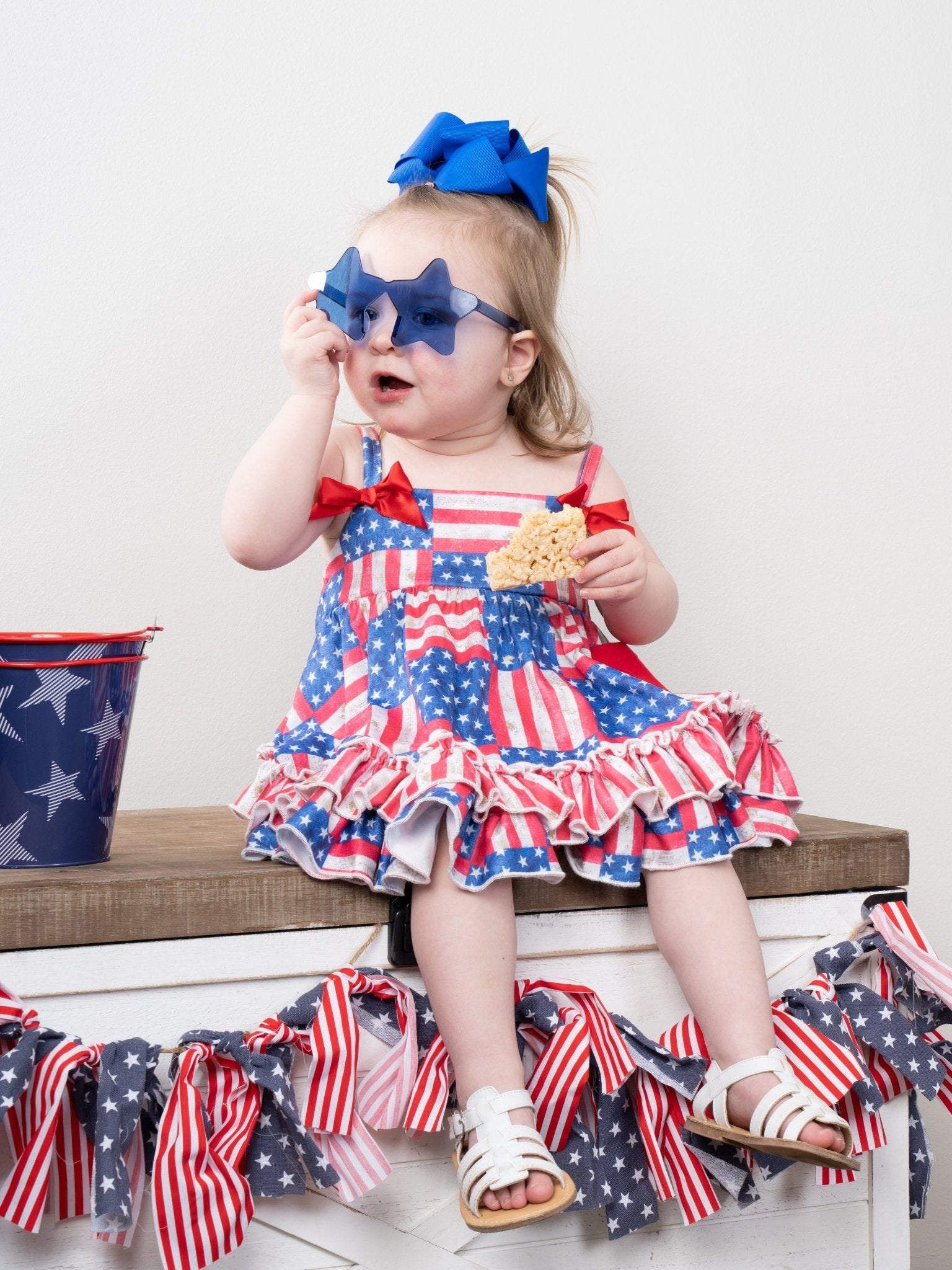 American Flag Swing Top & Ruffle Bloomers Outfit - Marie Nicole Clothing