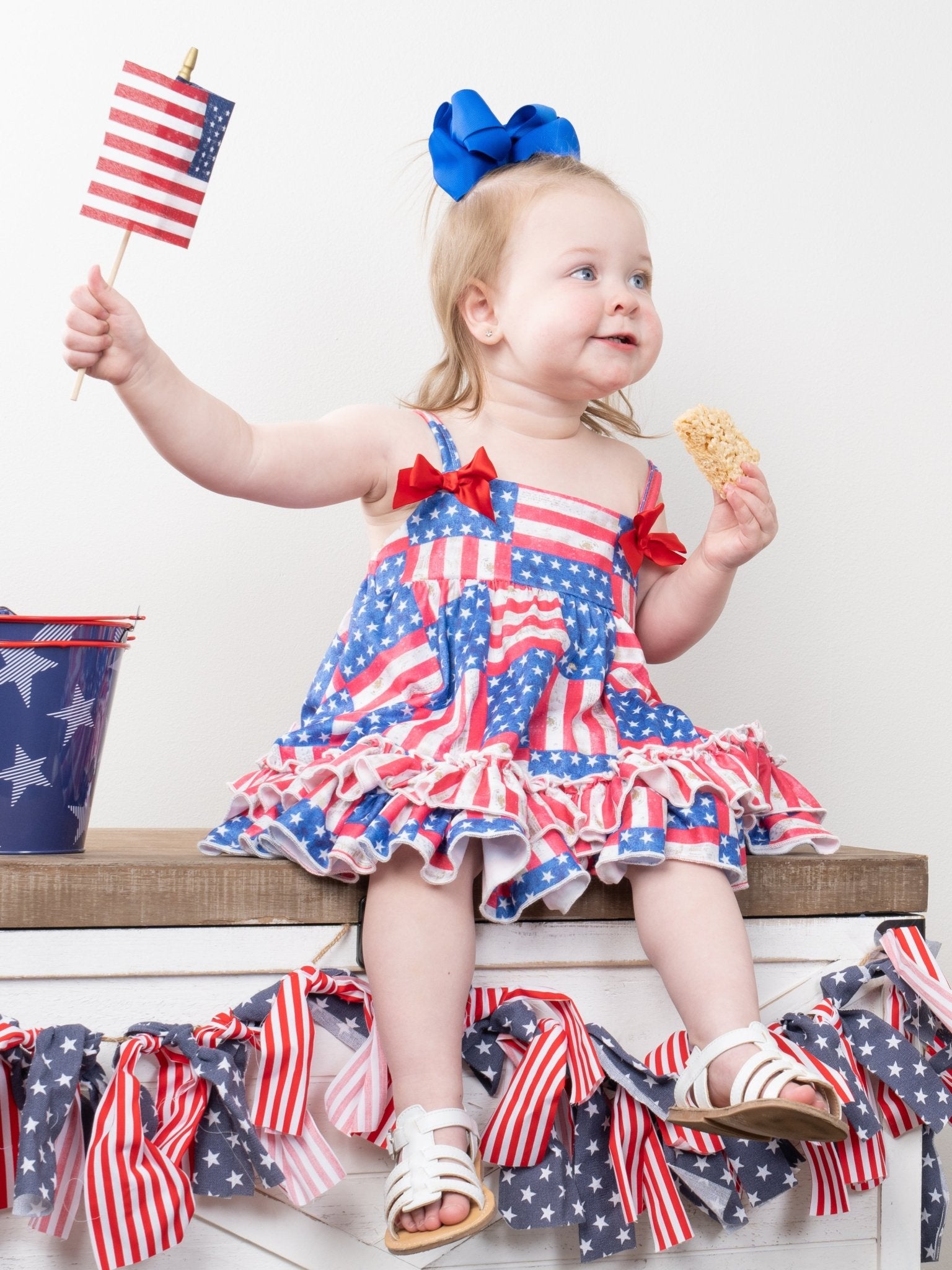 American Flag Swing Top & Ruffle Bloomers Outfit - Marie Nicole Clothing