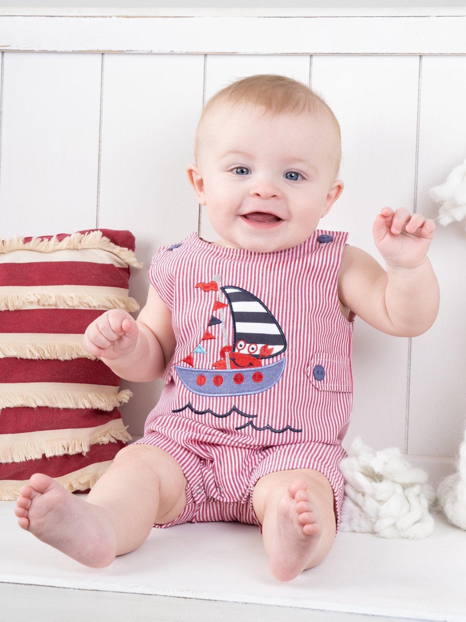 Red Pinstriped Sailboat Johnny - Marie Nicole Clothing