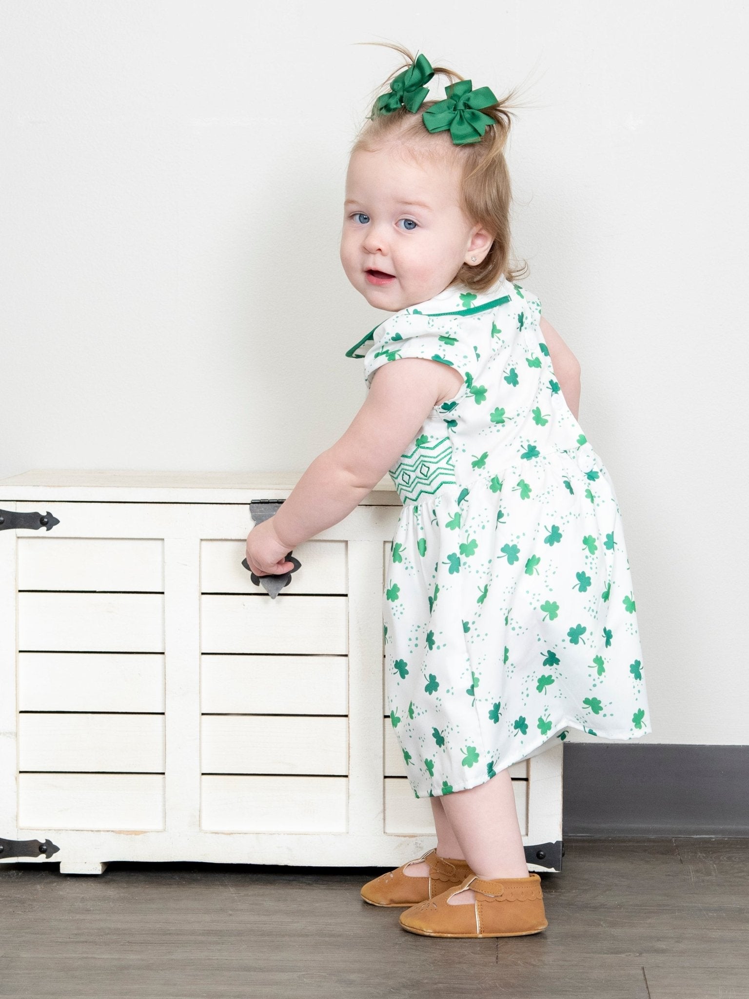 Vintage Clover Smocked Dress - Marie Nicole Clothing