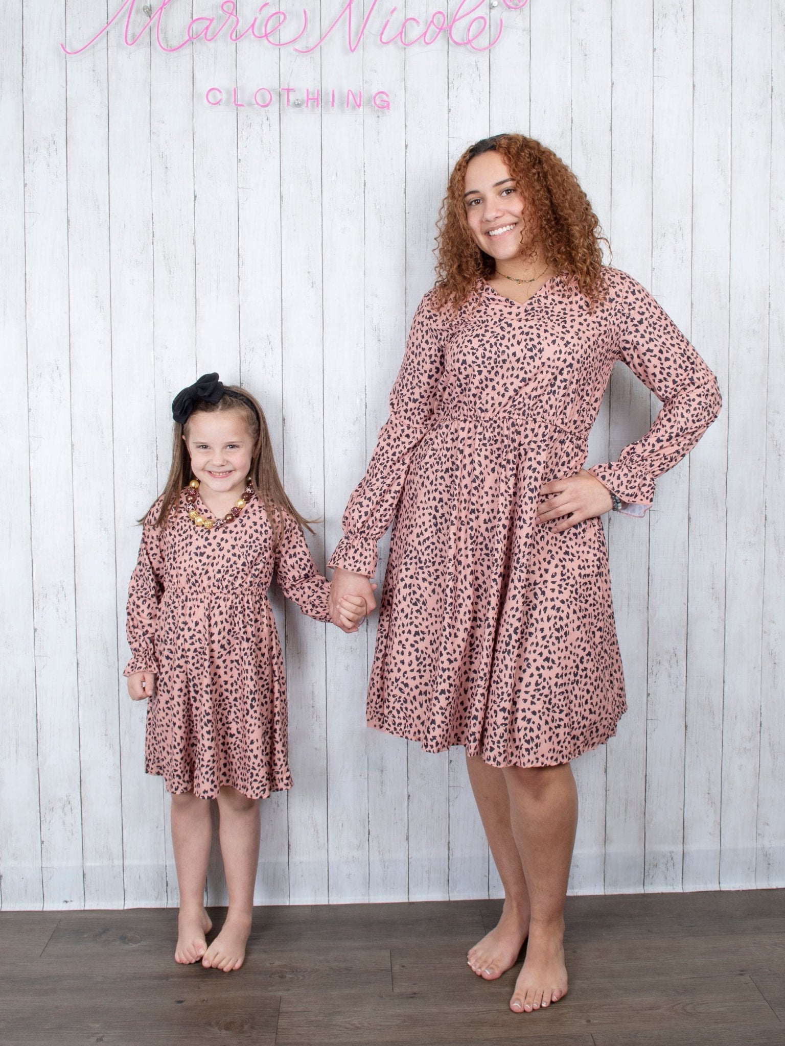 Mom & Me Cheetah V - Neck Dress - Marie Nicole Clothing