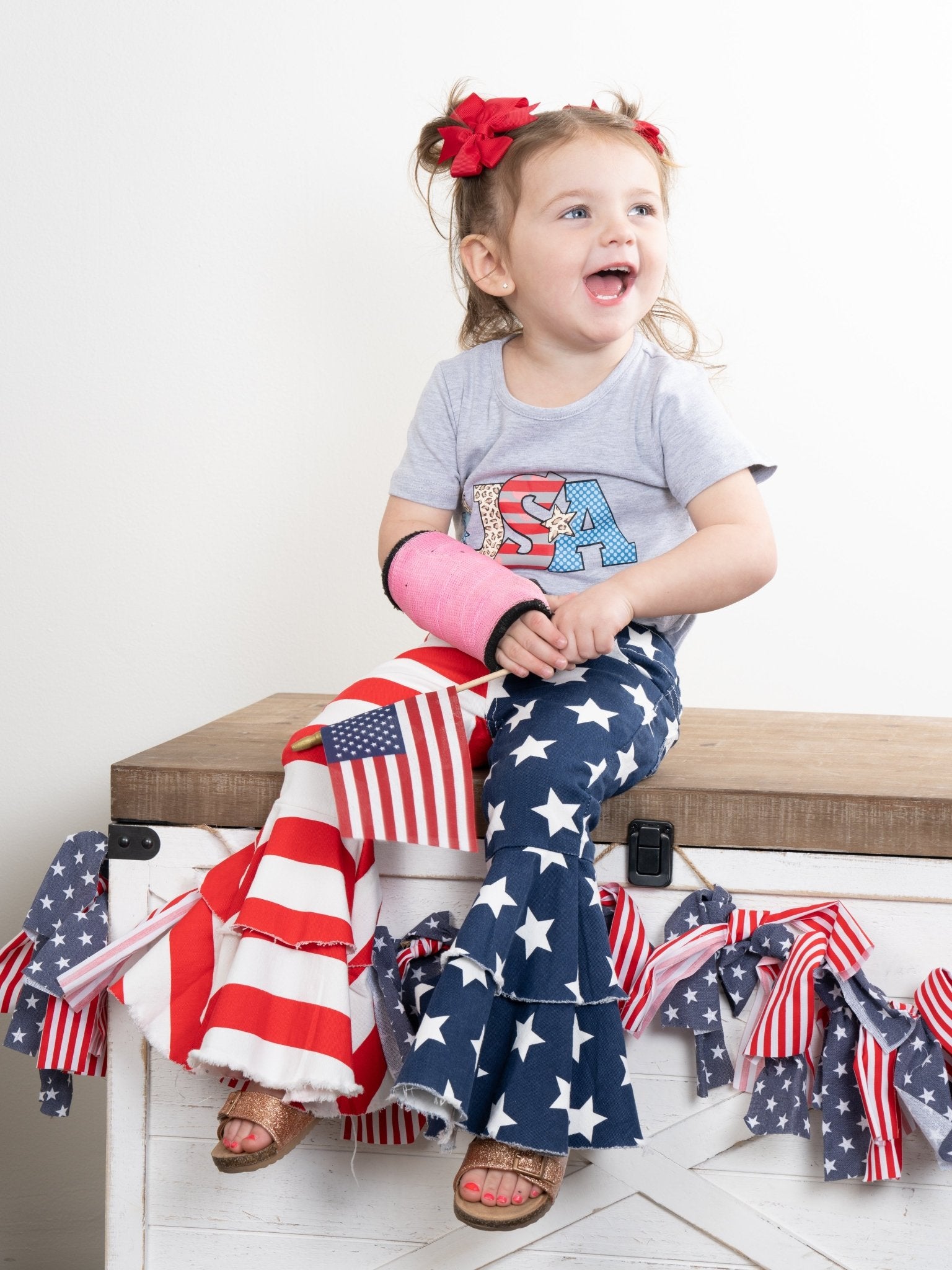 Leopard USA Bubble Romper - Marie Nicole Clothing
