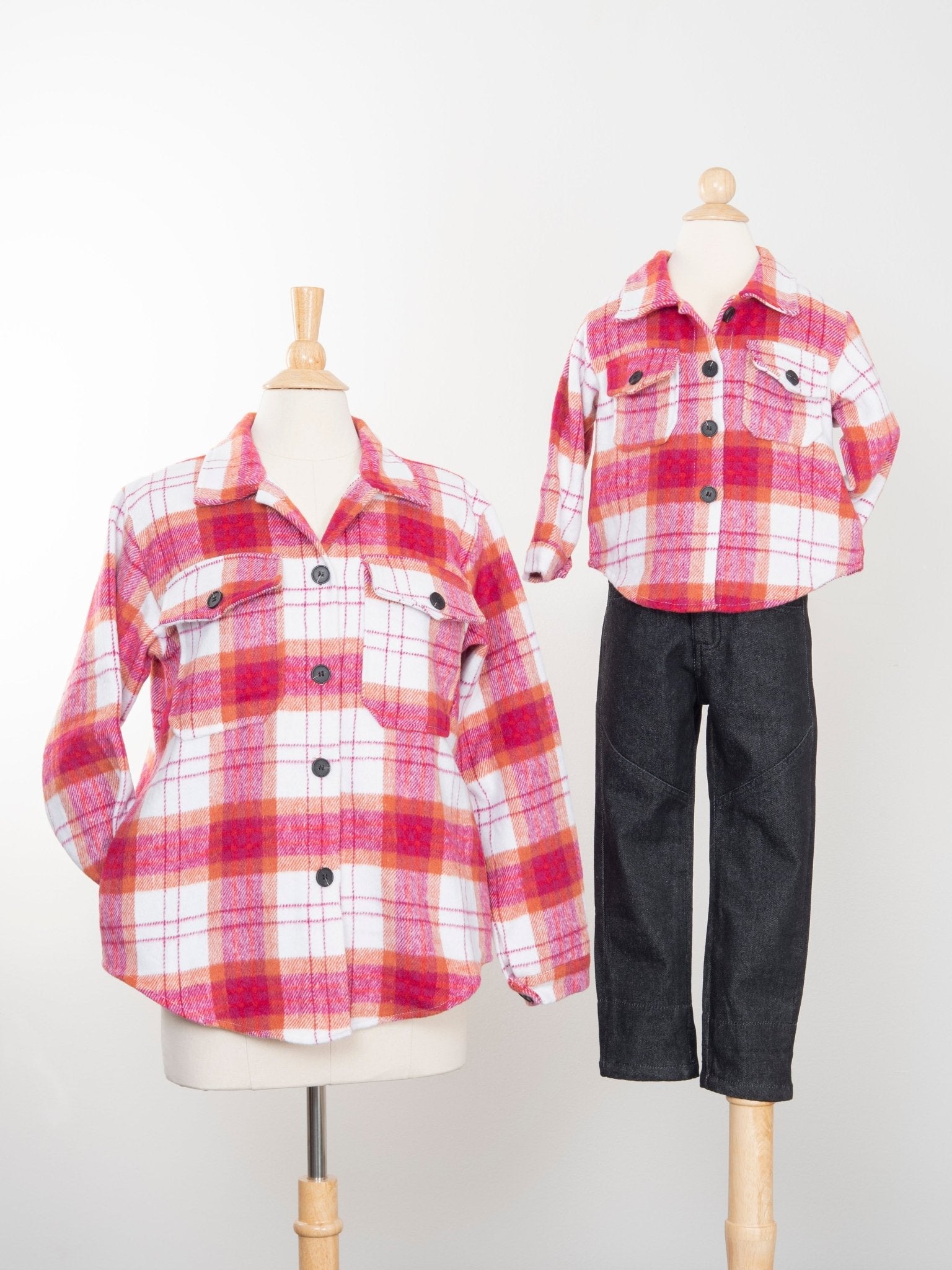 Mom & Me Magenta Plaid Flannel - Marie Nicole Clothing