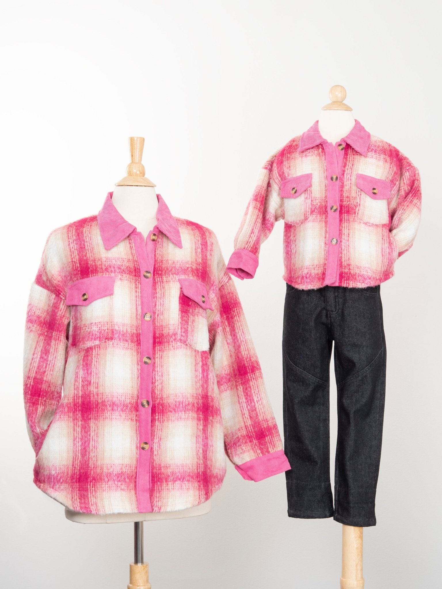Mom & Me Pink Plaid Flannel - Marie Nicole Clothing