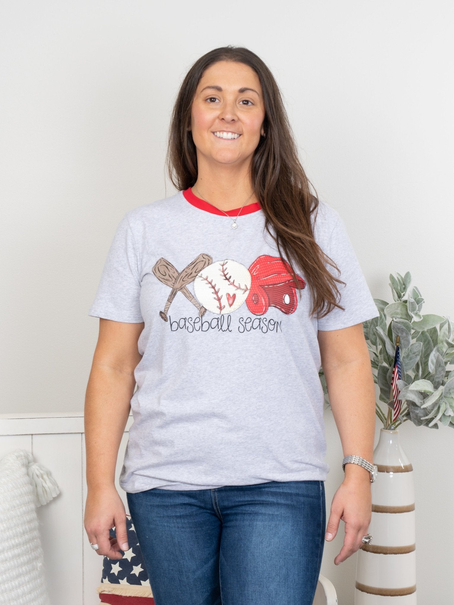 Mom Grey Baseball Shirt - Marie Nicole Clothing